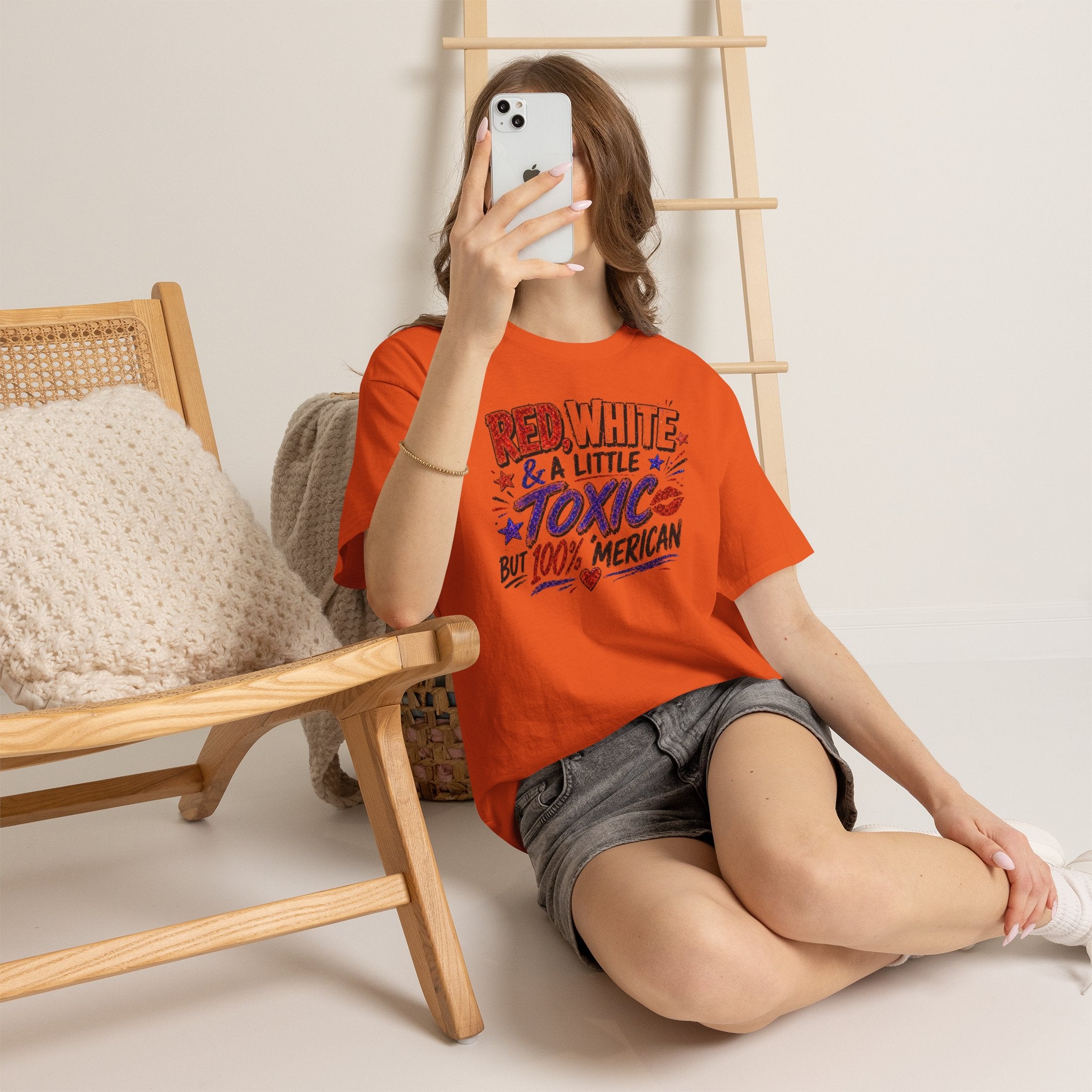 Patriotic 'Red, White & a Little Toxic but 100% Merican' Graphic Tee