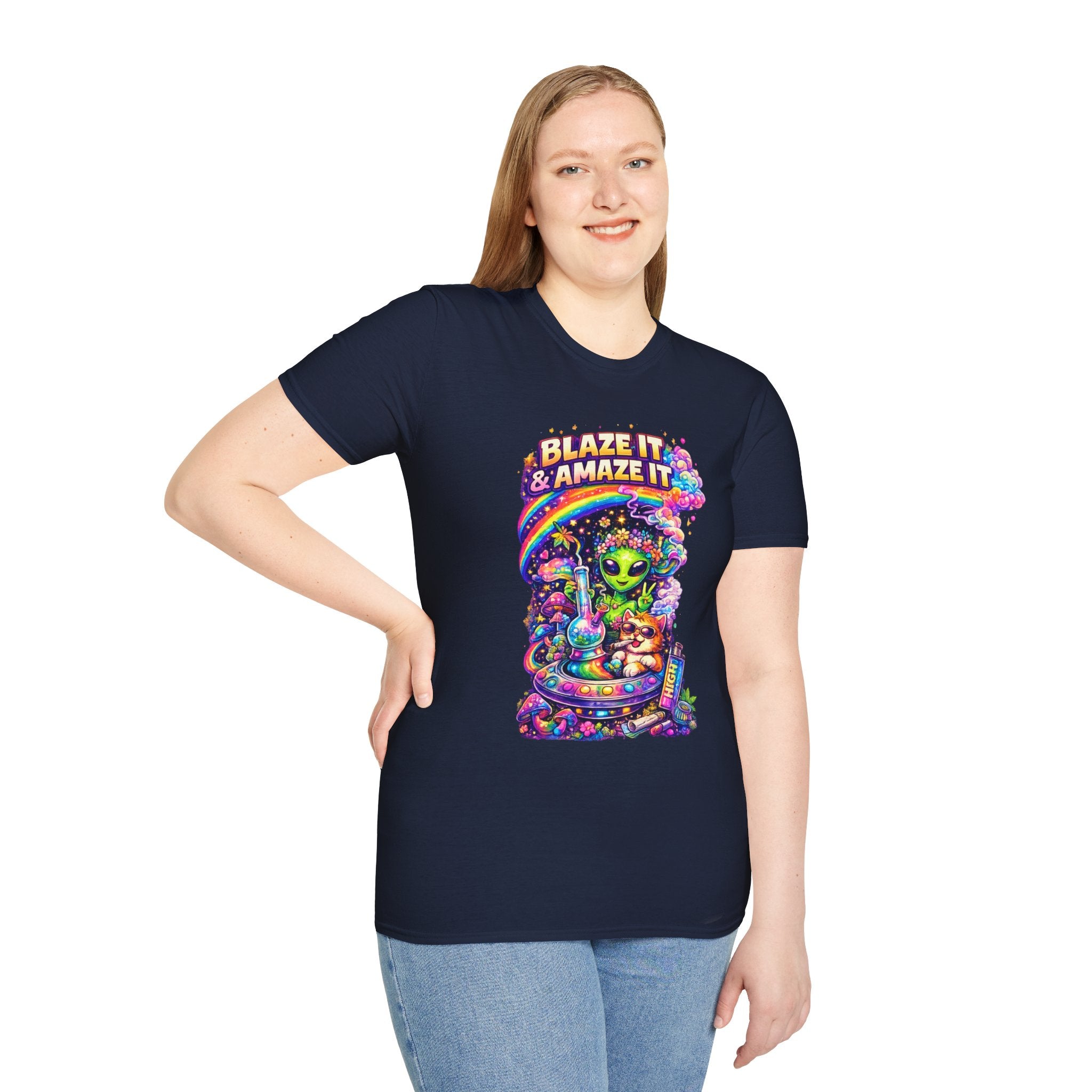 Alien Rainbow Tee - "Blaze It & Amaze It" Psychedelic Graphic T-Shirt