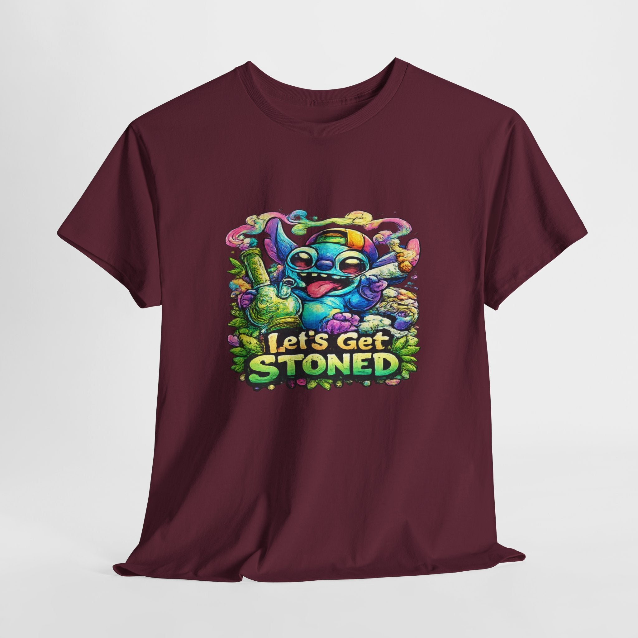 Let's Get Stoned T-Shirt — Colorful Trippy Alien Cannabis Tee