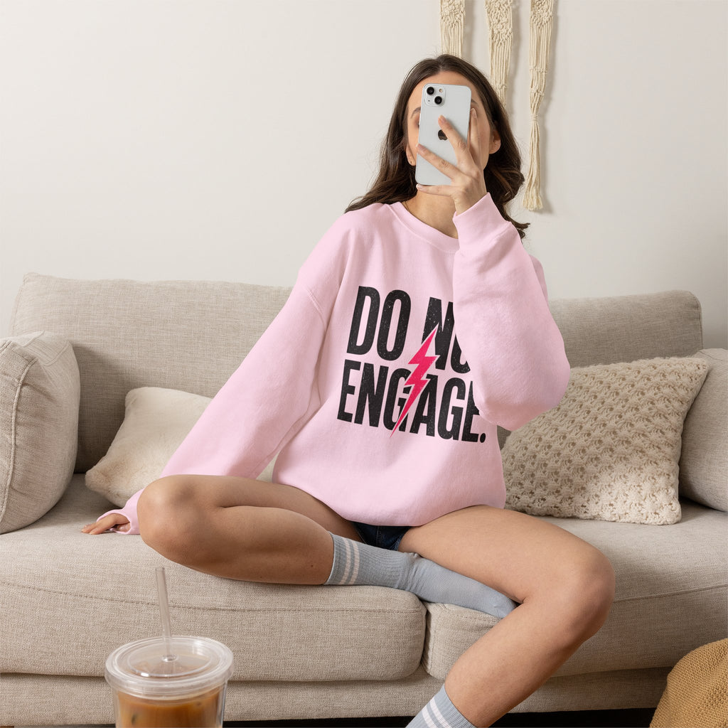 Do Not Engage Crewneck Sweatshirt – Bold Lightning Graphic Streetwear