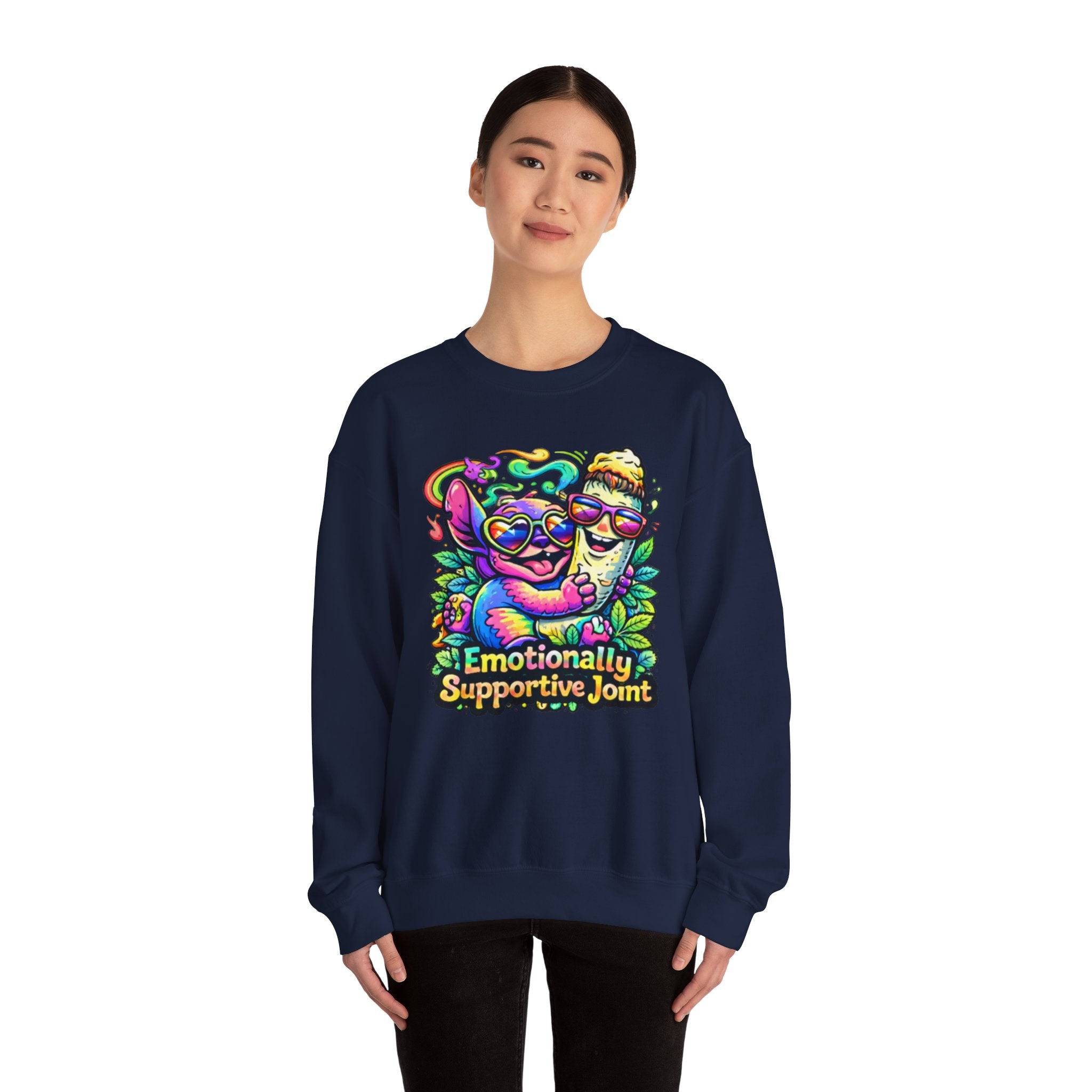 Emotionally Supportive Joint Sweatshirt — Cute Sloth & Joint Hug Graphic