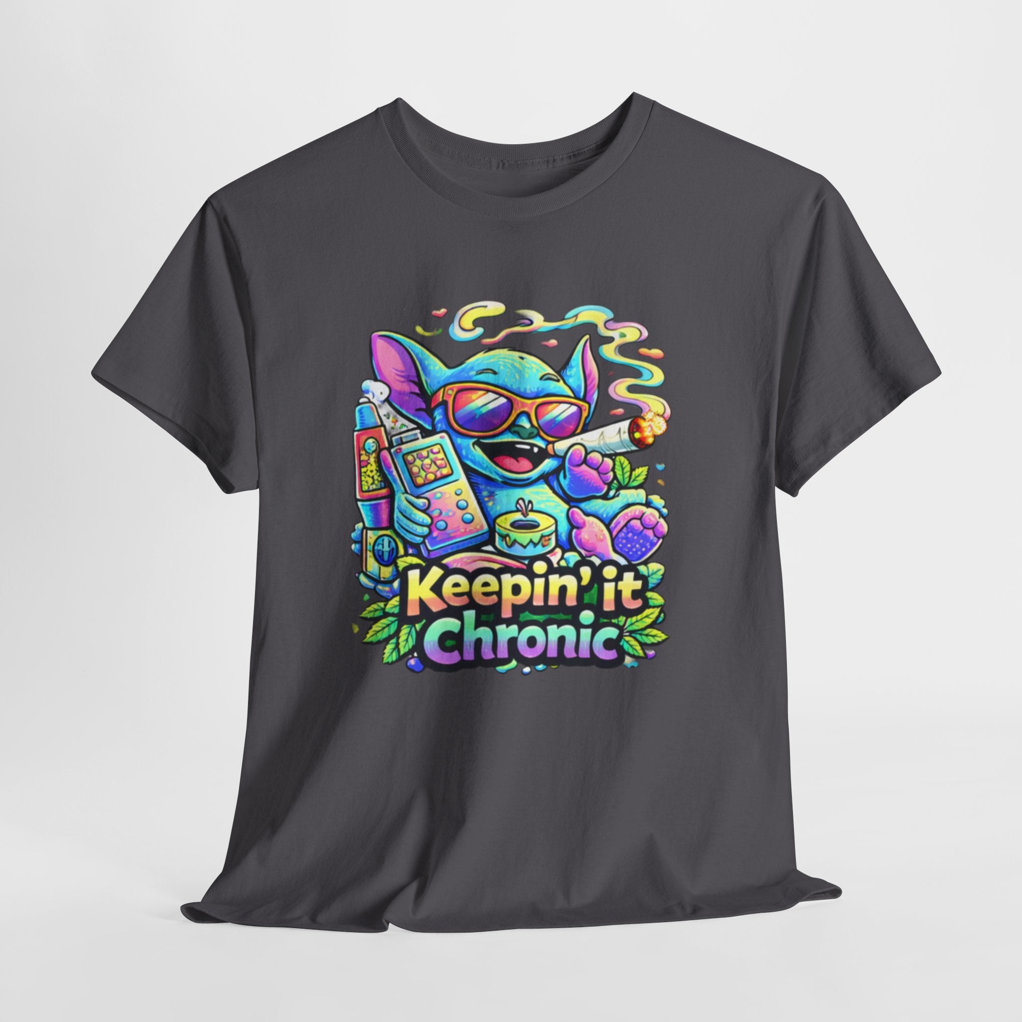 Keepin' It Chronic T-Shirt — Colorful Stoner Cat Graphic Tee