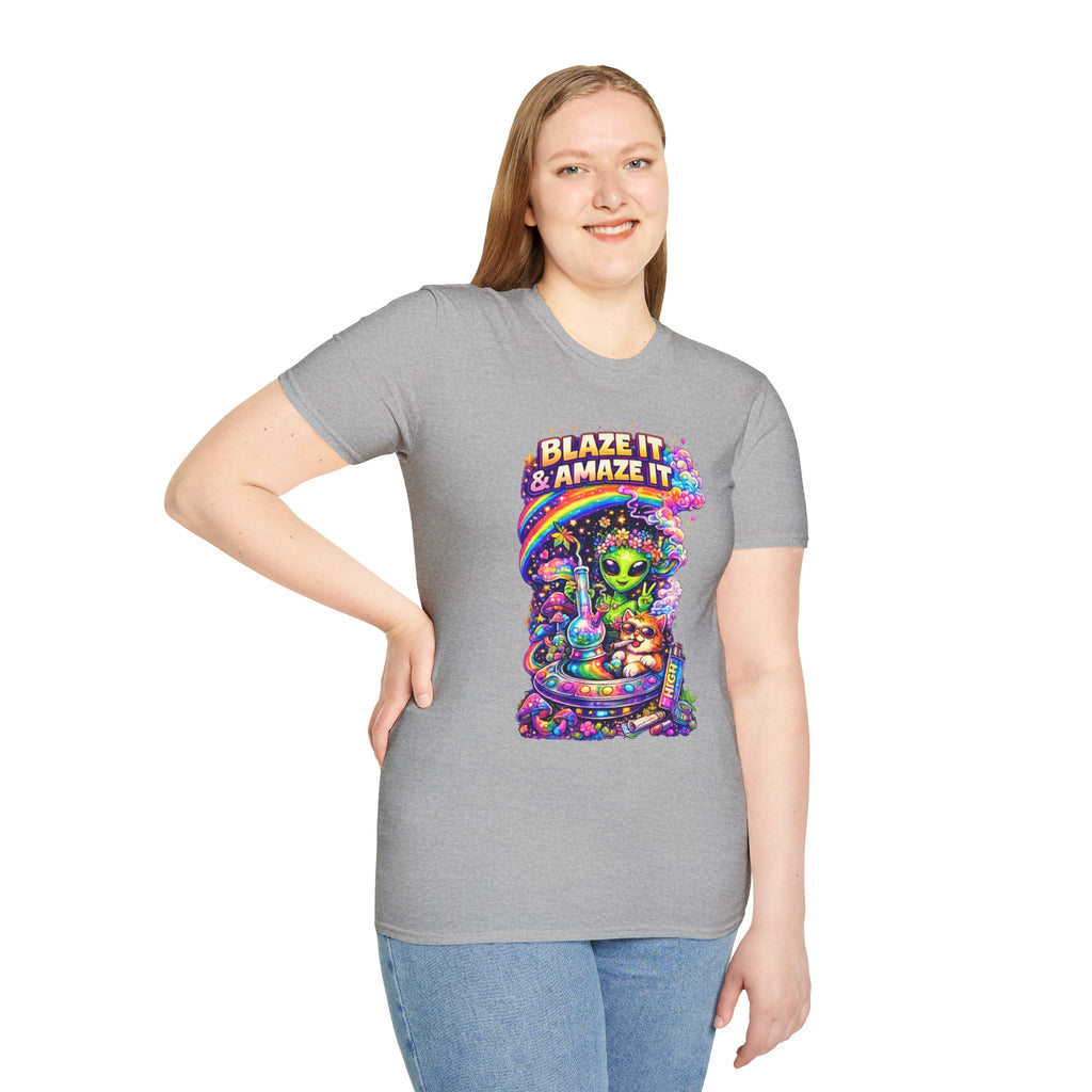 Alien Rainbow Tee - "Blaze It & Amaze It" Psychedelic Graphic T-Shirt