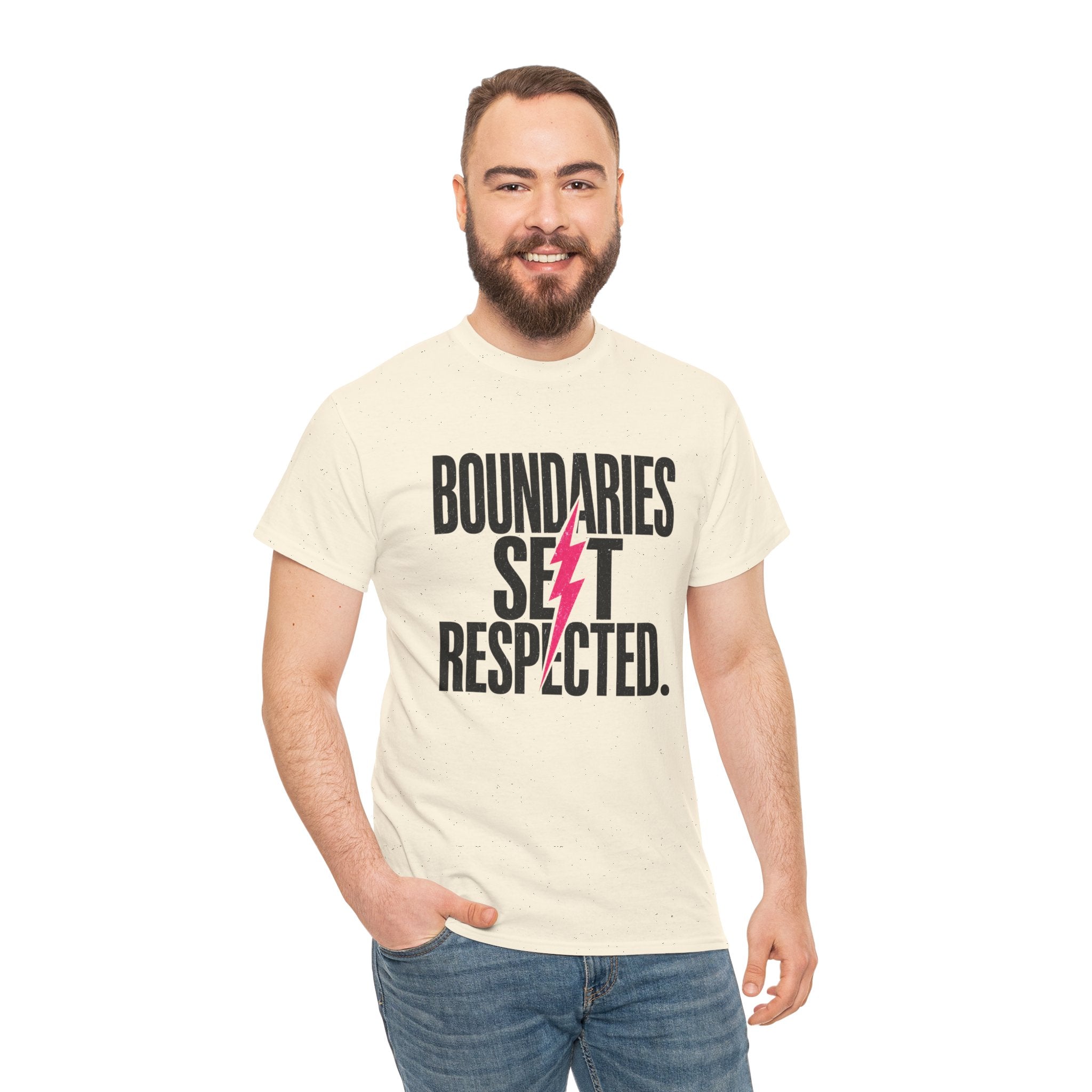 T-Shirt — "Boundaries Set. Respected." Lightning Bolt Graphic Tee