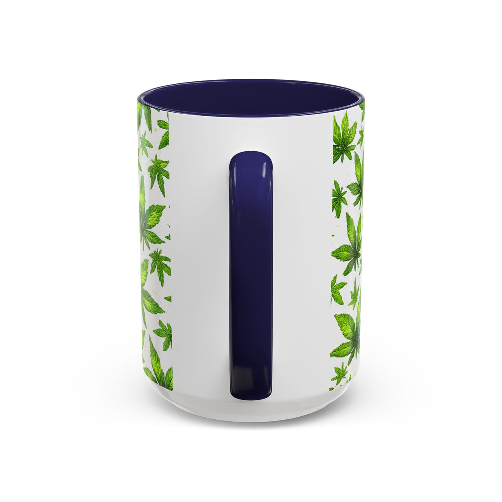 Cannabis Leaf Pattern Accent Coffee Mug – 11/15oz Ceramic