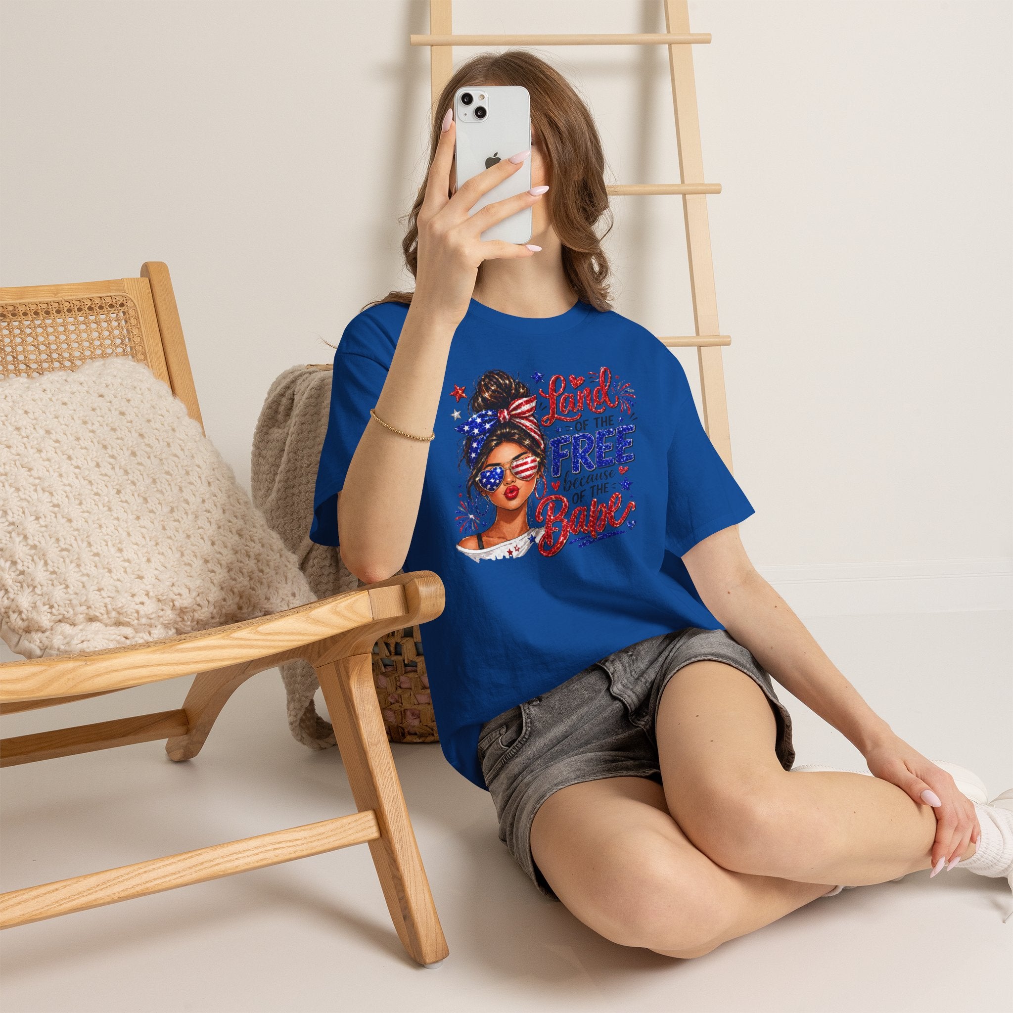 Patriotic Babe T-Shirt — “Land of the Free Because of the Babe” 4th of July Tee