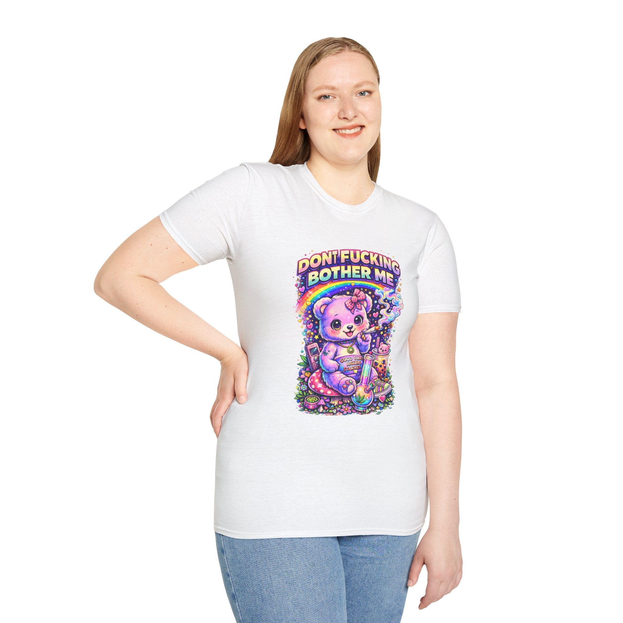 Don't Fucking Bother Me T-Shirt — Cute Retro Rainbow Bear Graphic Tee