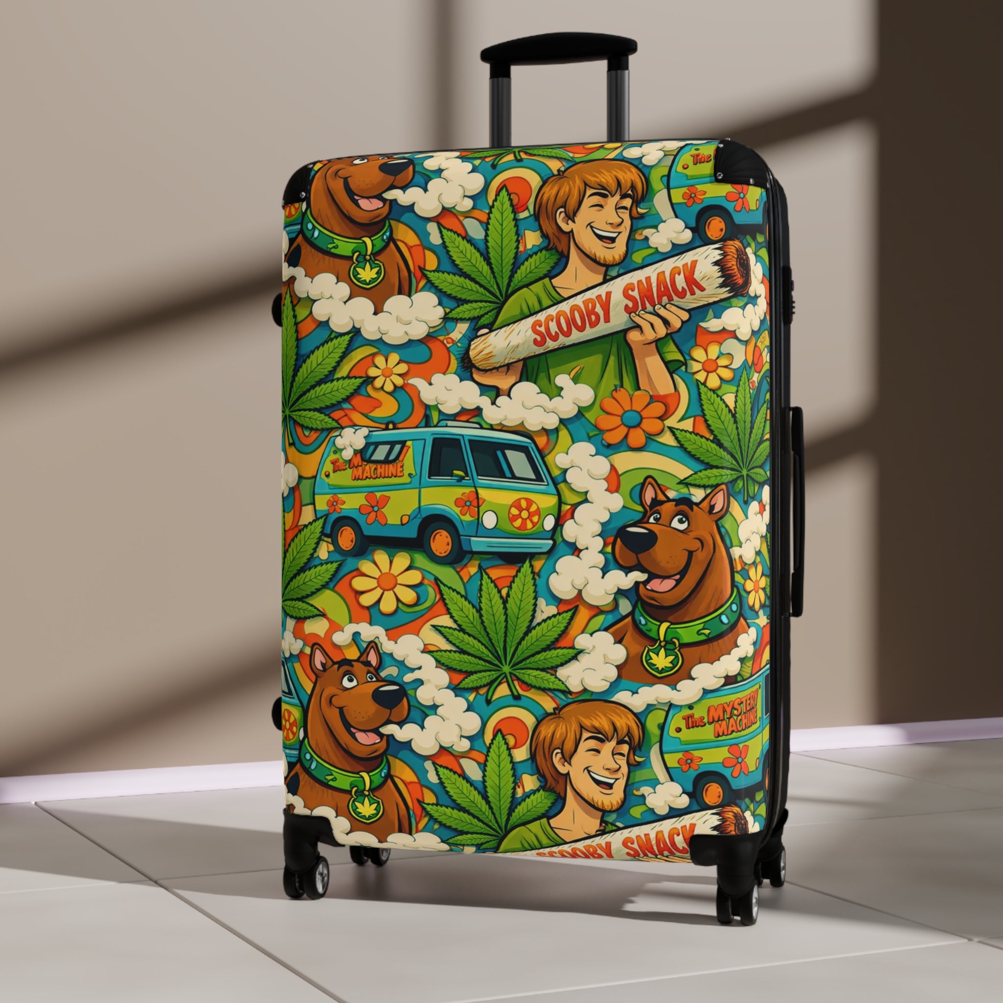Scooby-Doo Pattern Suitcase – Retro Mystery Machine & Characters Travel Luggage