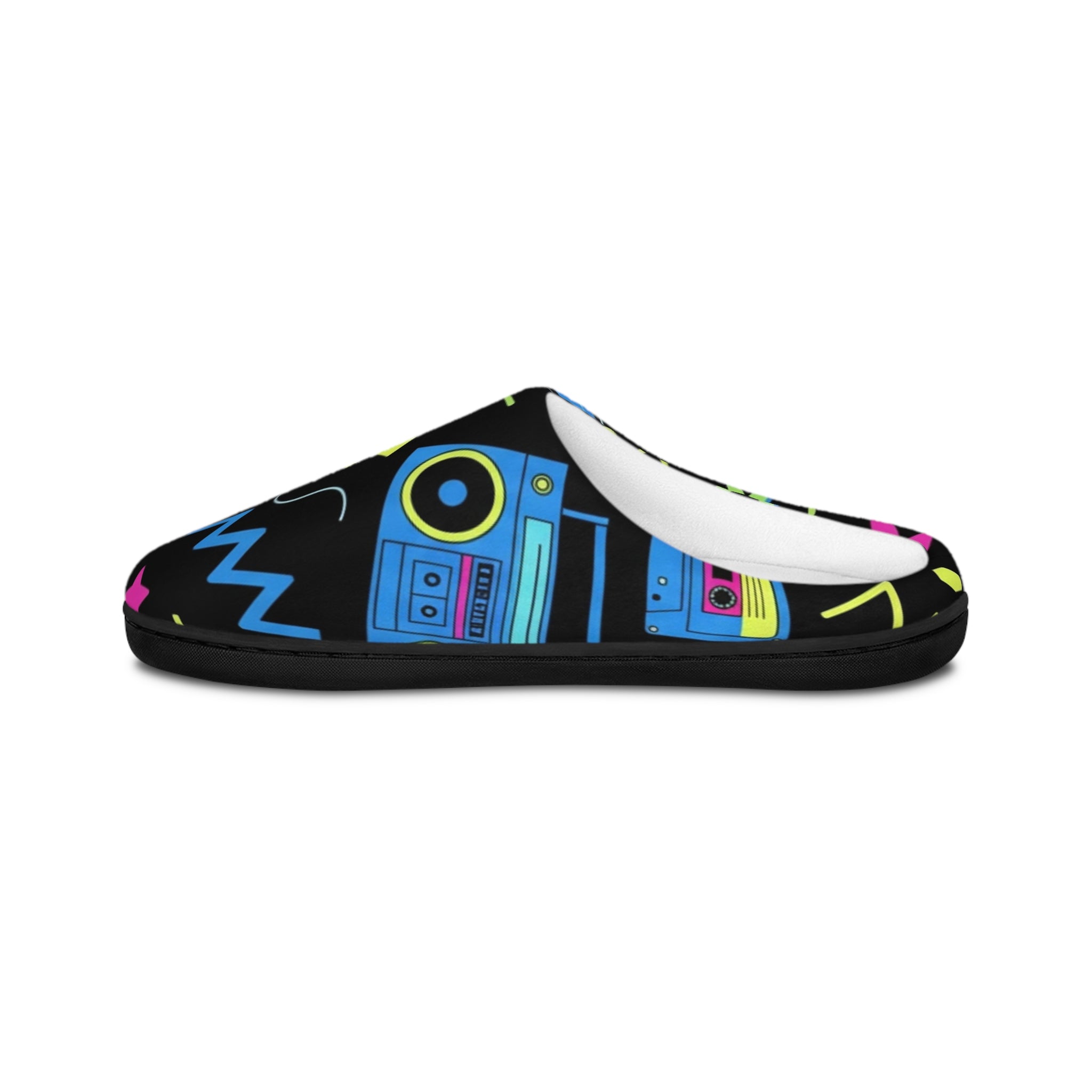 Neon 80s Retro Pattern Indoor Slippers