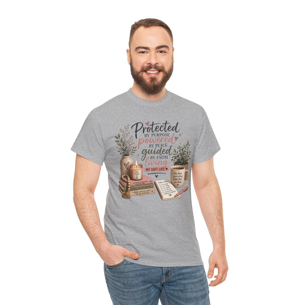Christian Faith T-Shirt — “Protected, Powered, Guided” Inspirational Tee