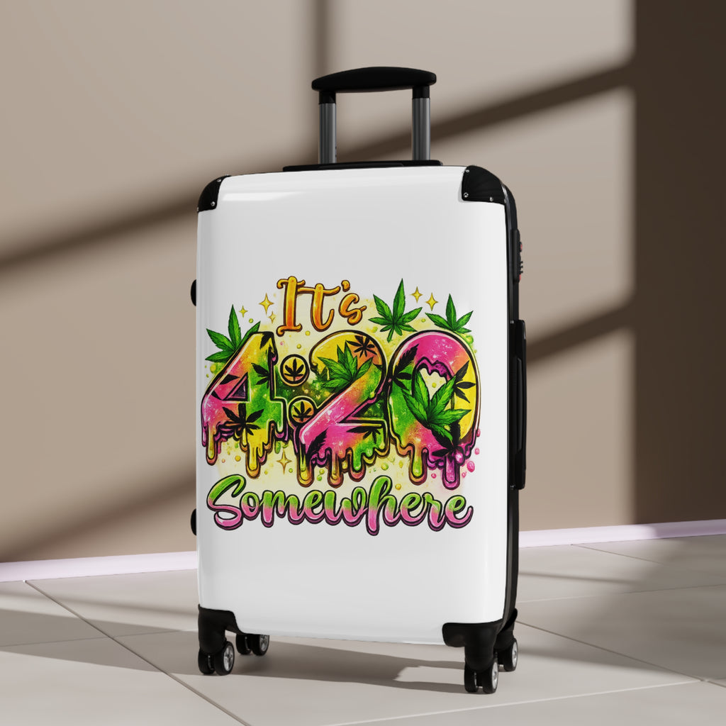 Suitcase — "It's 420 Somewhere" Travel Carry-On with Colorful Cannabis Design