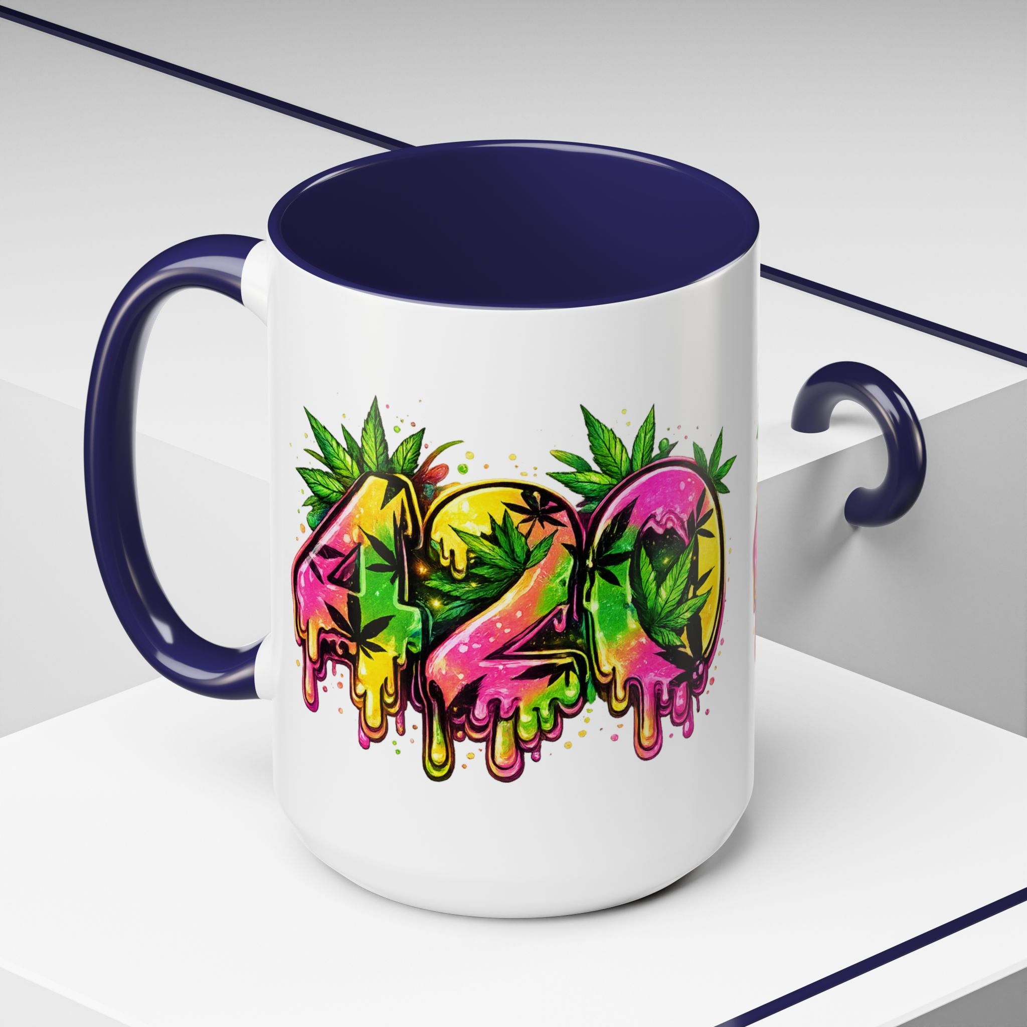 420 Drip Coffee Mug — Colorful Cannabis Stoner Art Accent Mug (11/15oz)