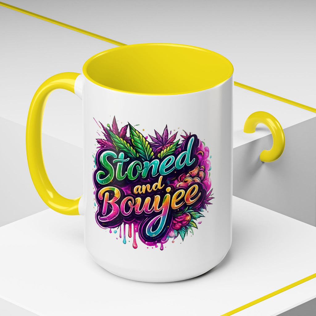 Accent Coffee Mug — "Stoned and Boujee" Colorful Cannabis Art