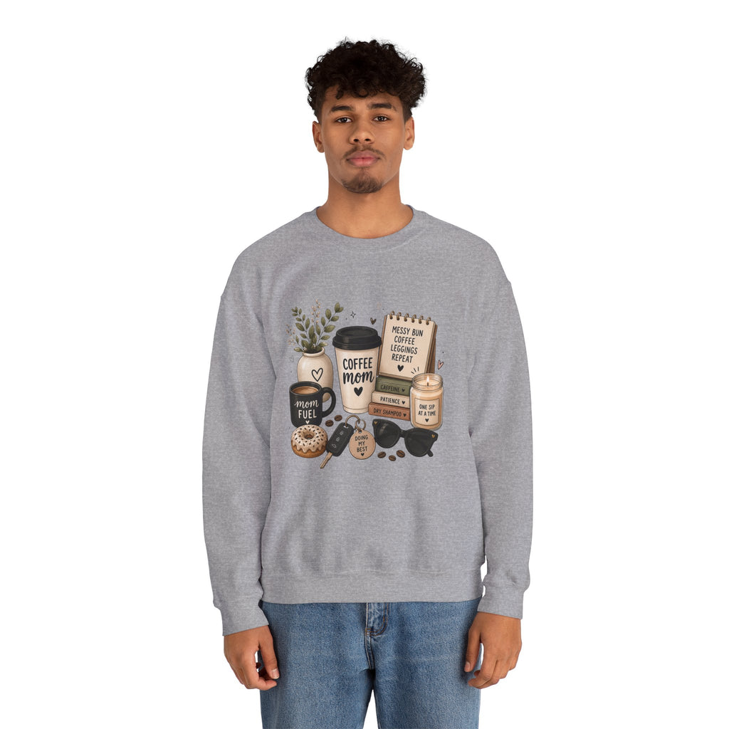 Coffee Mom Crewneck Sweatshirt — Cozy Morning Coffee Lover Graphic