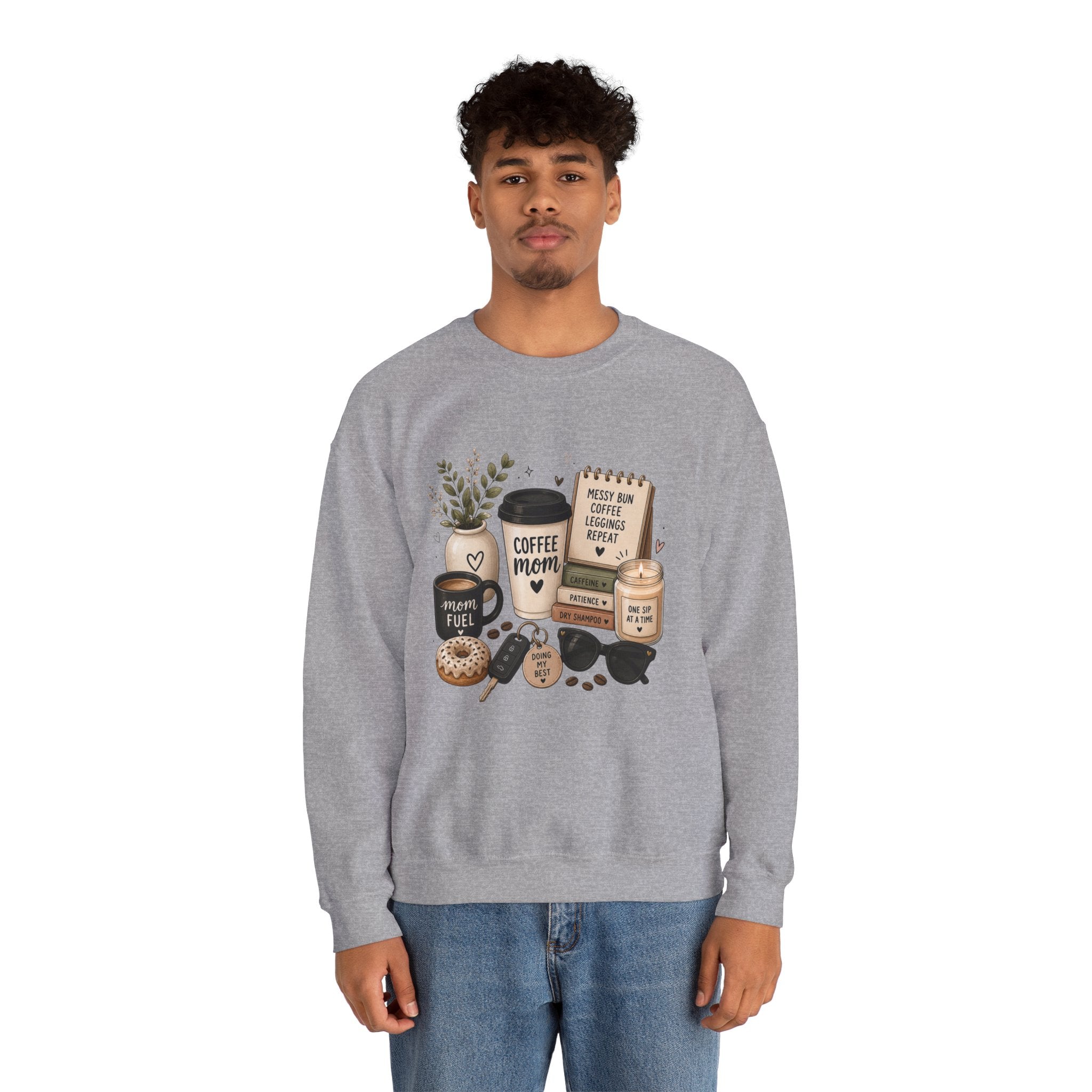 Coffee Mom Crewneck Sweatshirt — Cozy Morning Coffee Lover Graphic
