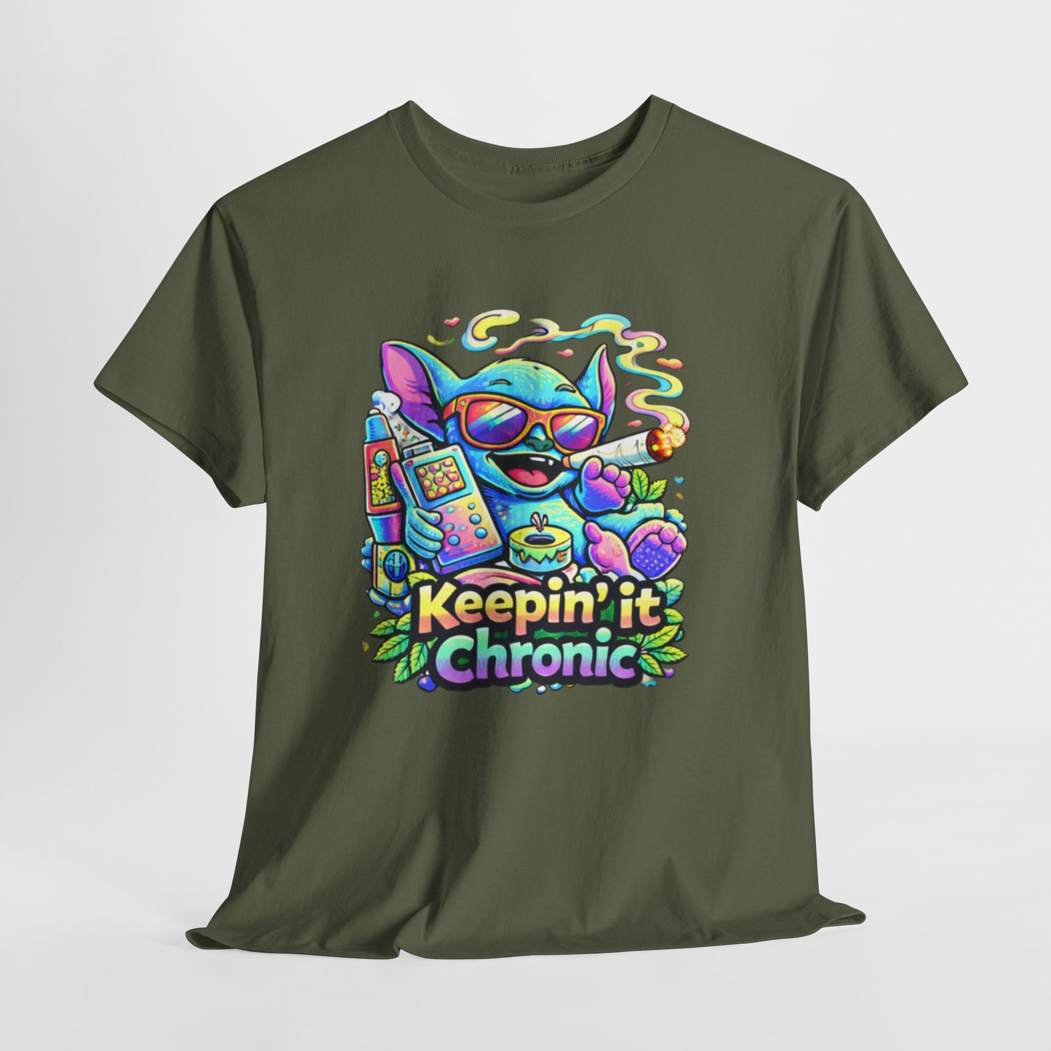 Keepin' It Chronic T-Shirt — Colorful Stoner Cat Graphic Tee