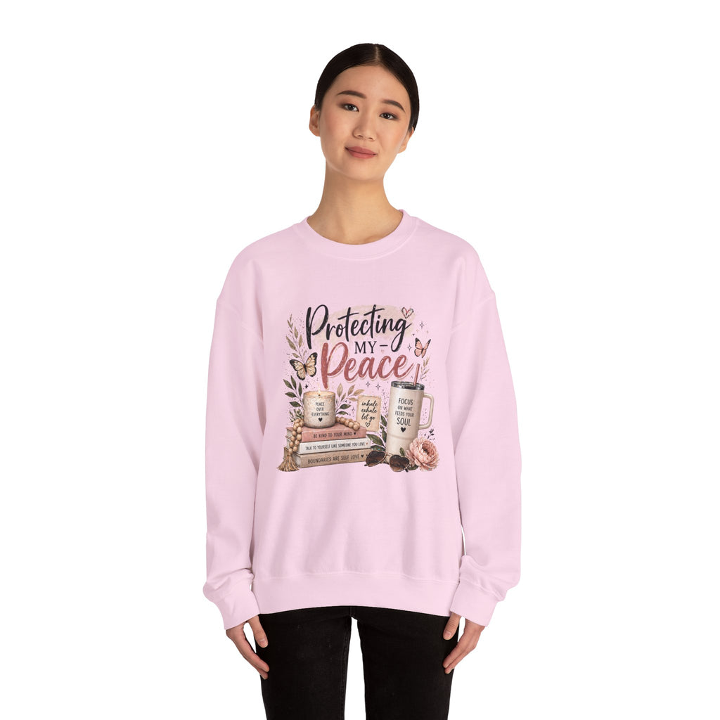 Crewneck Sweatshirt – "Protecting My Peace" Cozy Floral Graphic