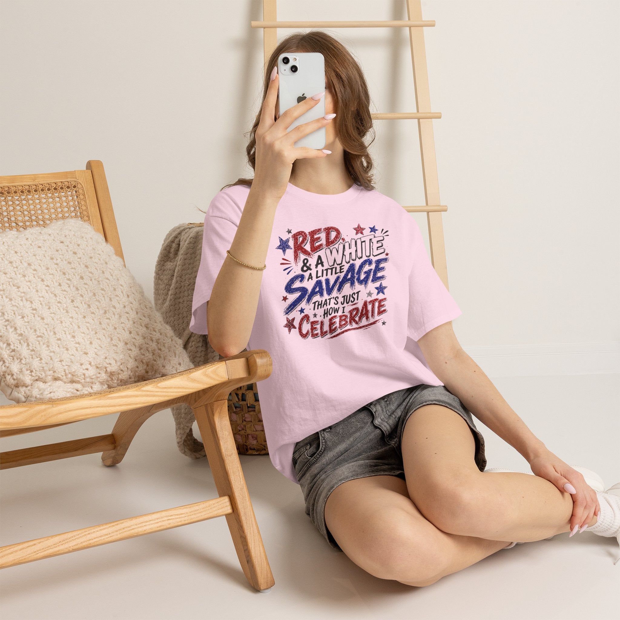 Patriotic Tee — “Red & White & a Little Savage” 4th of July Graphic Shirt