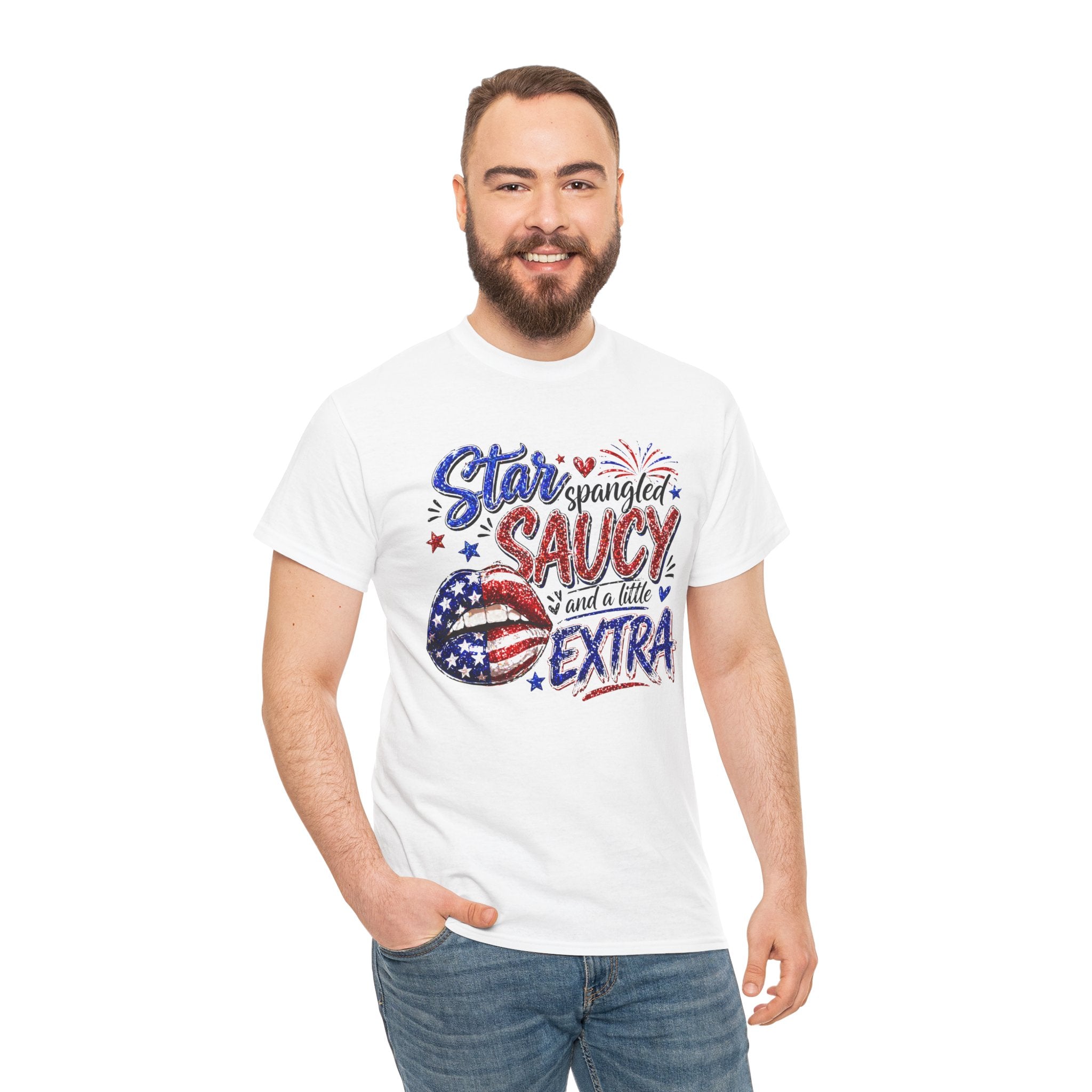 Patriotic “Star-Spangled Saucy & a Little Extra” Tee