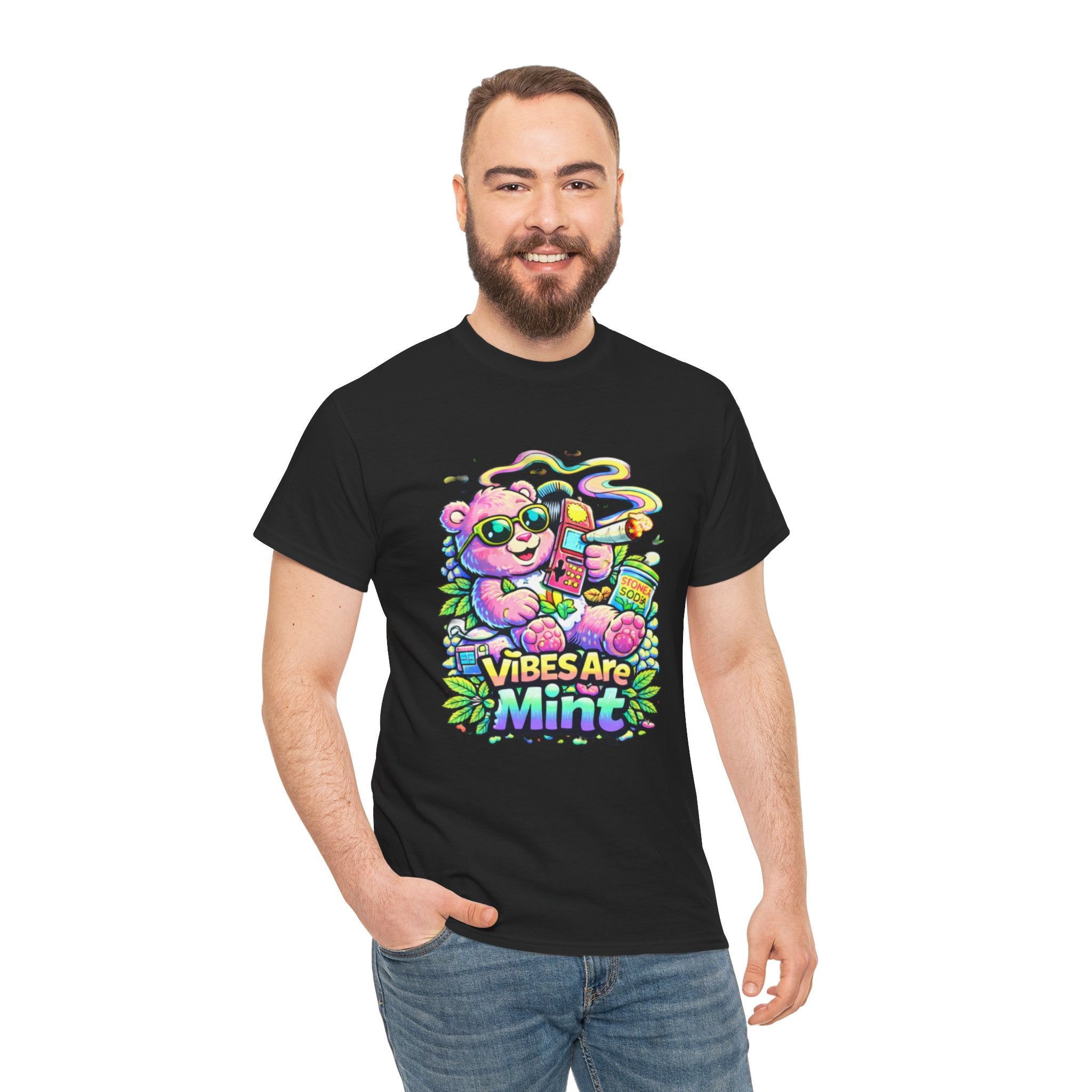 Mint Vibes Bear Tee — Cute Retro Cartoon Graphic T-Shirt