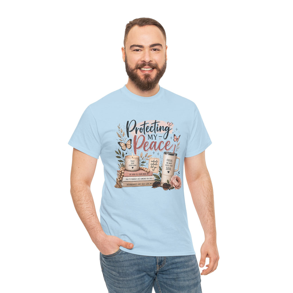 Protecting My Peace T-Shirt — Cozy Floral Coffee & Book Graphic Tee