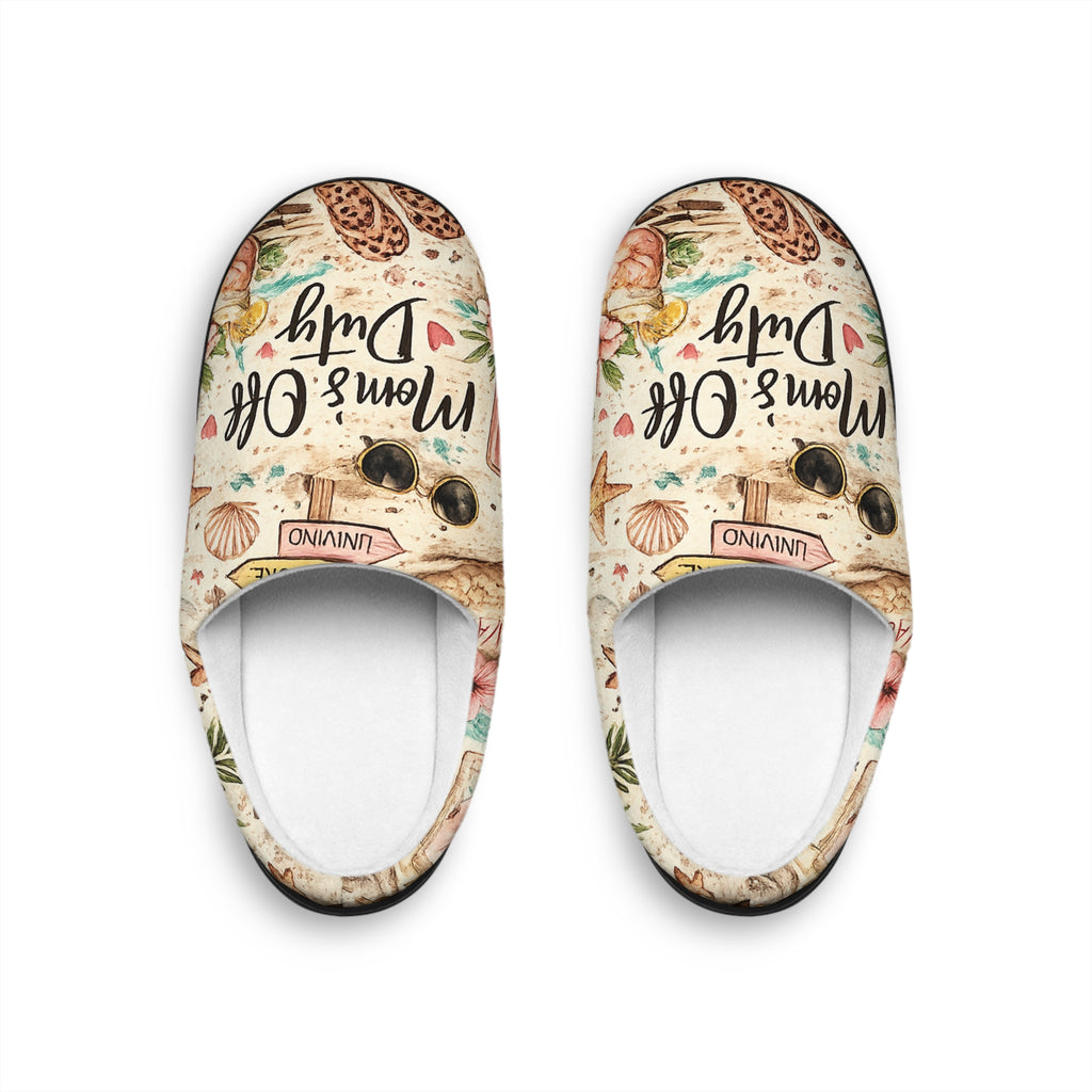 Women's Indoor Slippers — 'Home & Cozy' Floral Beach Shells Design