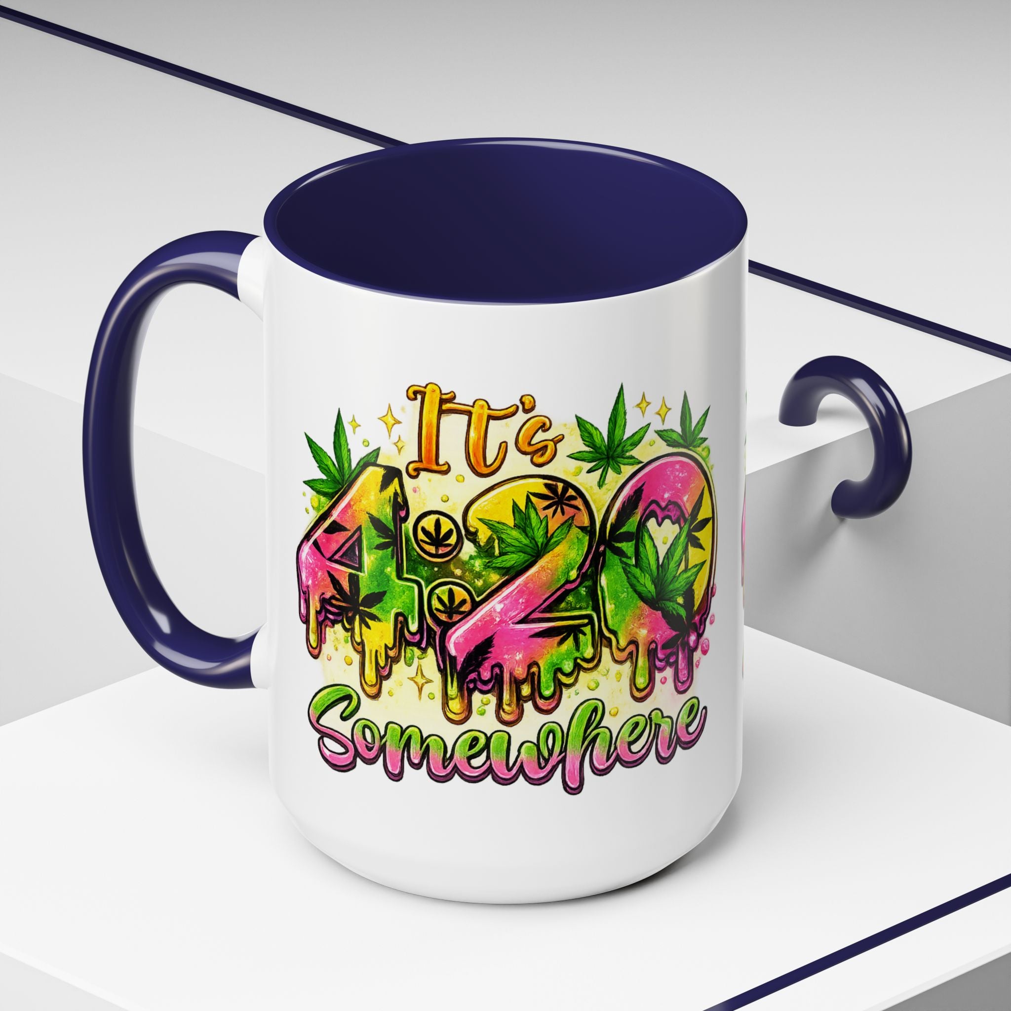 420 Coffee Mug — "It's 420 Somewhere" Accent Tea Cup, Weed-Themed Stoner Gift