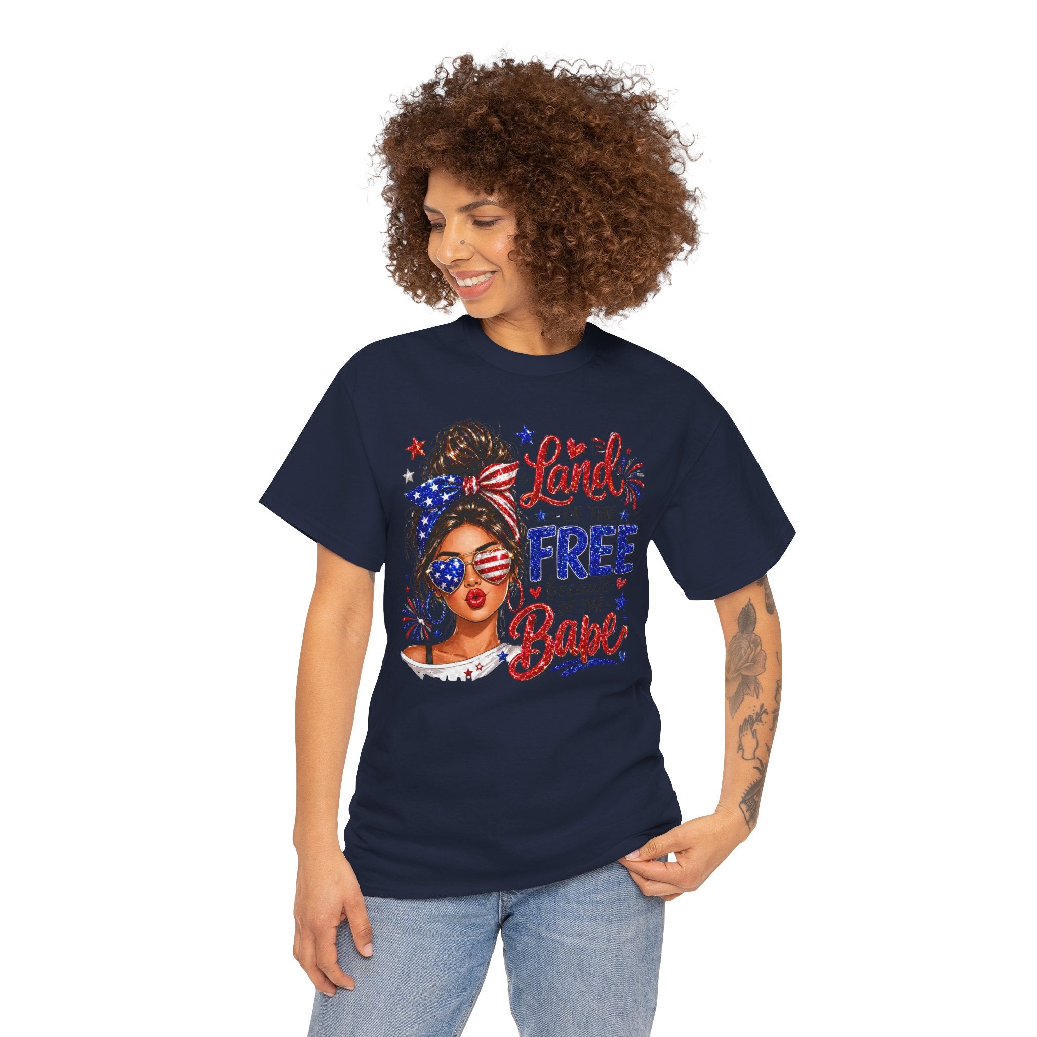 Patriotic Babe T-Shirt — “Land of the Free Because of the Babe” 4th of July Tee