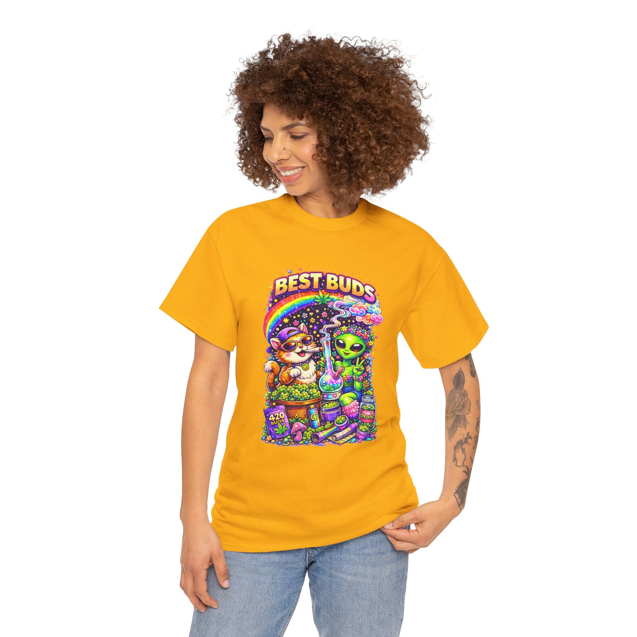 Graphic Tee — "Best Buds" Cute Alien & Mushroom Friends T-Shirt