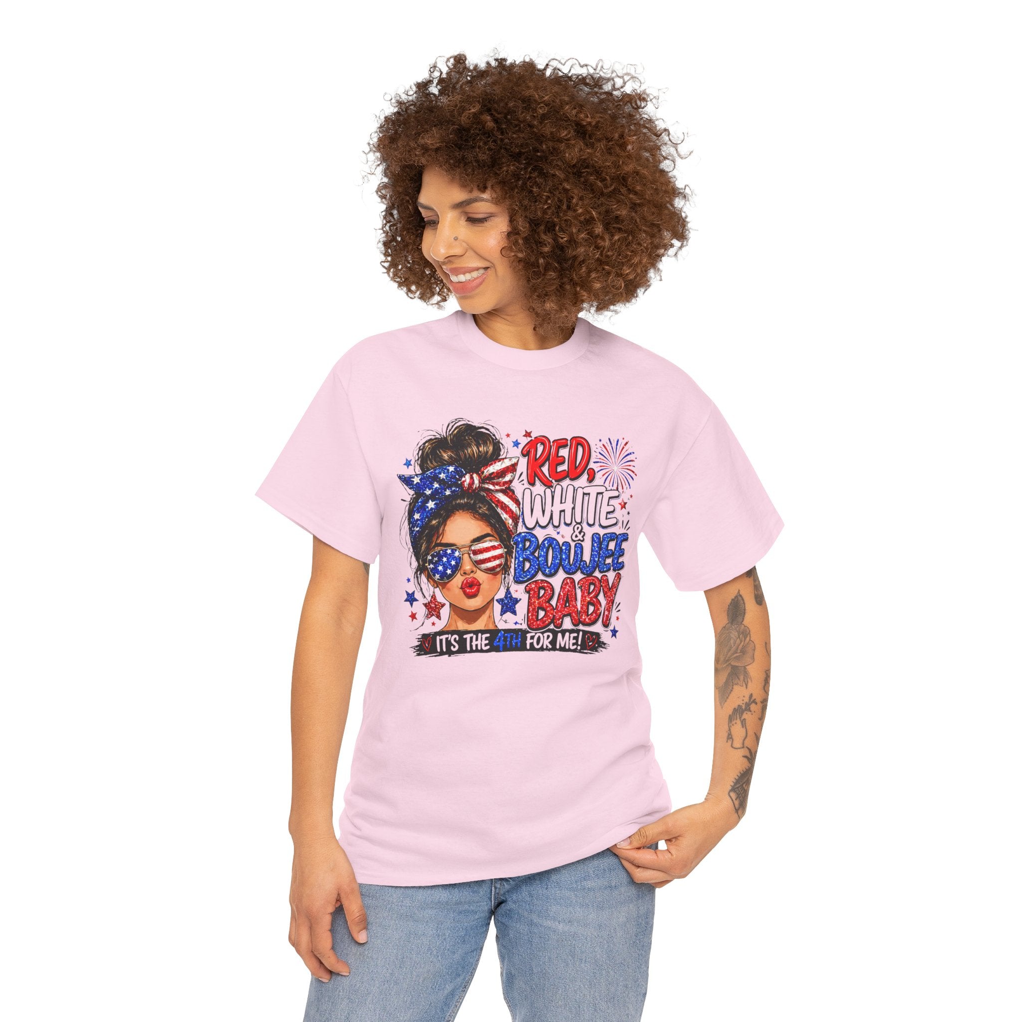 Patriotic 'Red White Boujee Baby' Tee – 4th of July Women's Graphic Shirt