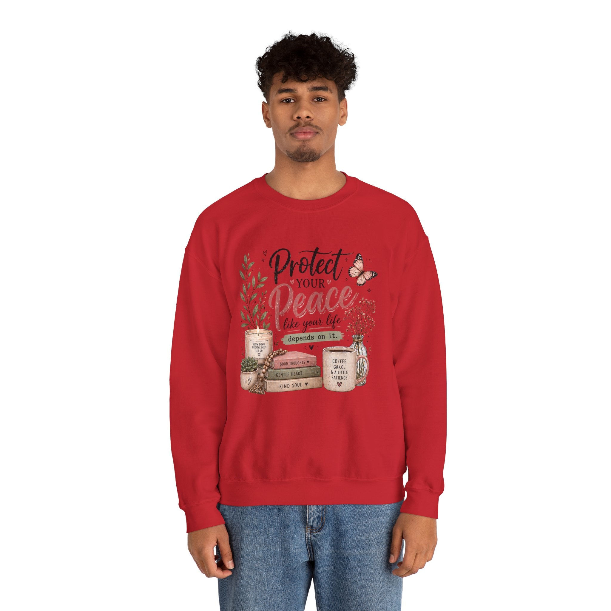 Protect Your Peace Crewneck Sweatshirt – Cozy Inspirational Quote Design