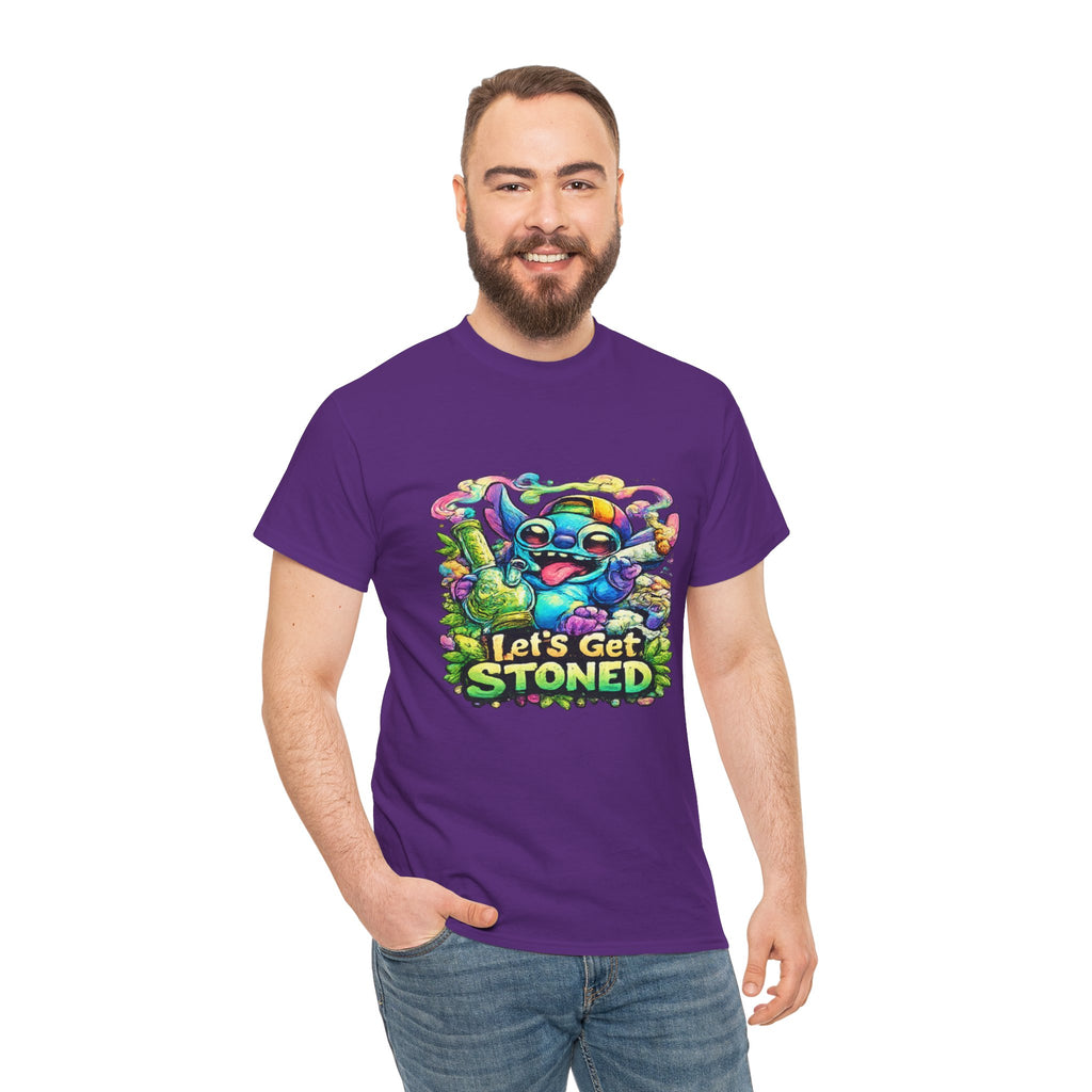 Let's Get Stoned T-Shirt — Colorful Trippy Alien Cannabis Tee