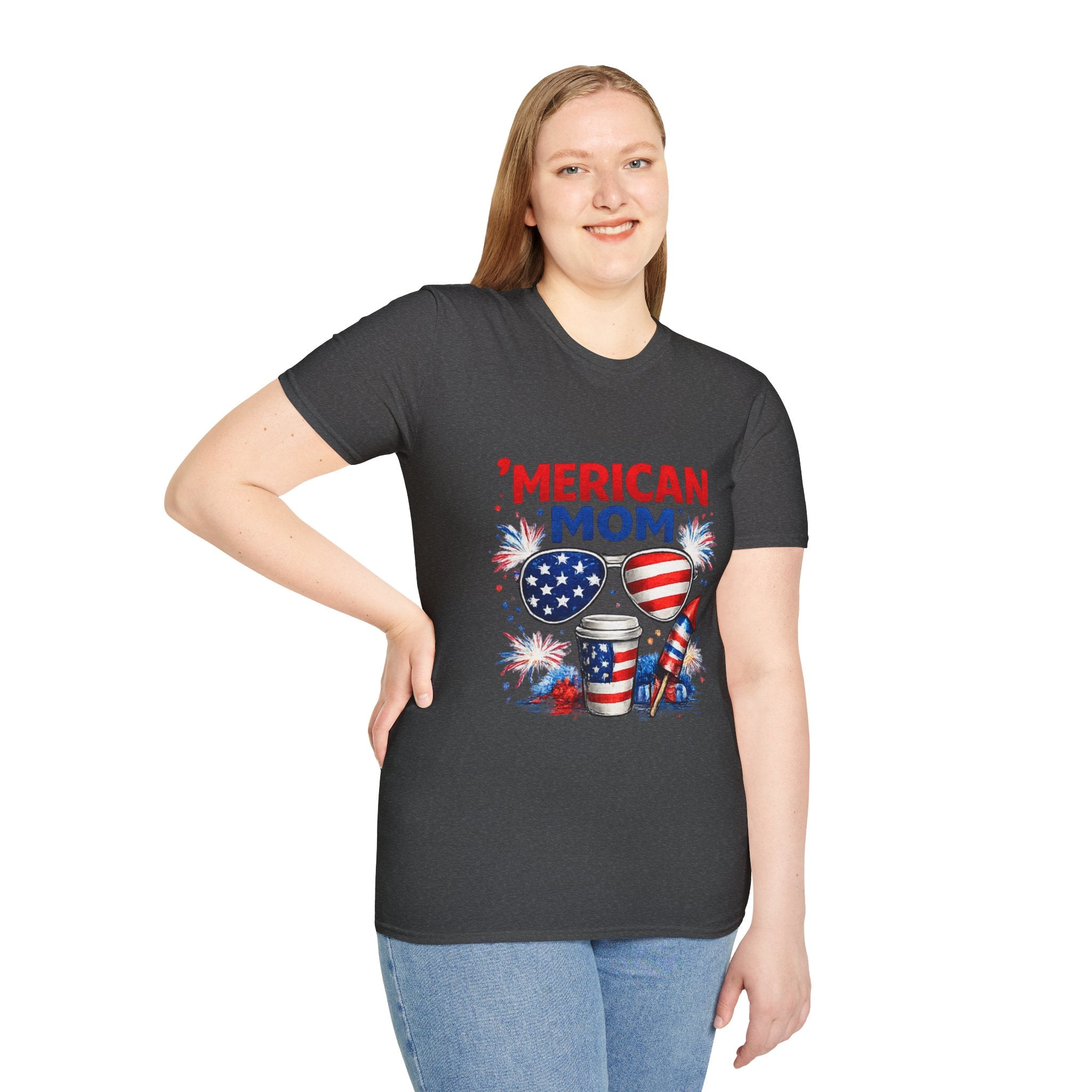 'Merican Mom T-Shirt — Patriotic 4th of July Graphic Tee for Moms