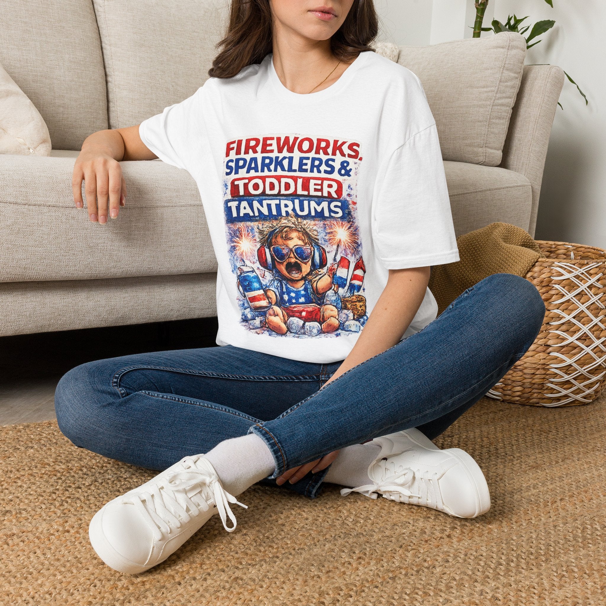 Fireworks, Sparklers & Toddler Tantrums T-Shirt — Funny 4th of July Patriotic Tee