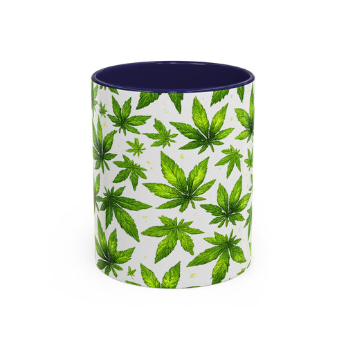 Cannabis Leaf Pattern Accent Coffee Mug – 11/15oz Ceramic