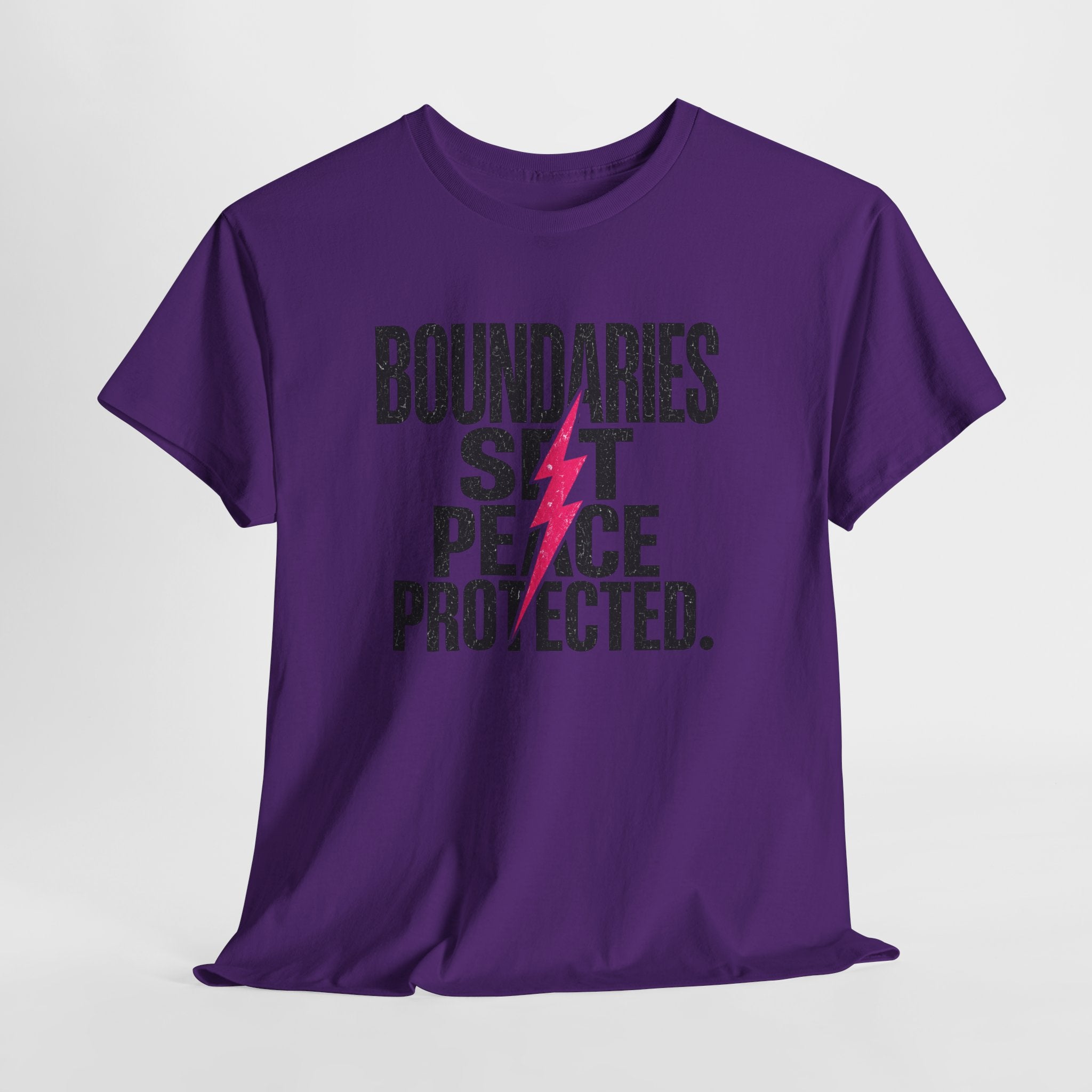 Boundaries Set, Peace Protected T-Shirt — Empowerment Tee with Lightning Bolt
