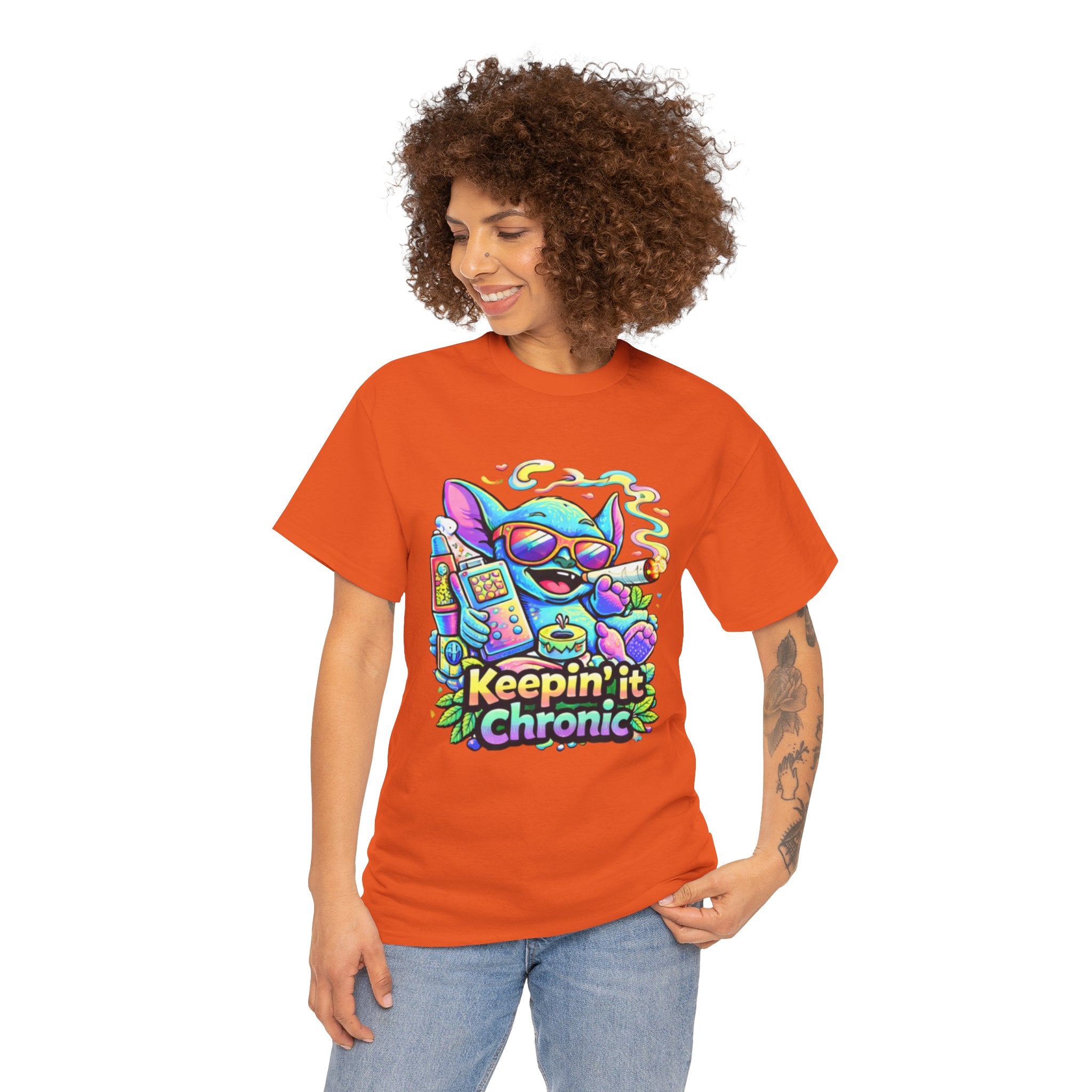 Keepin' It Chronic T-Shirt — Colorful Stoner Cat Graphic Tee
