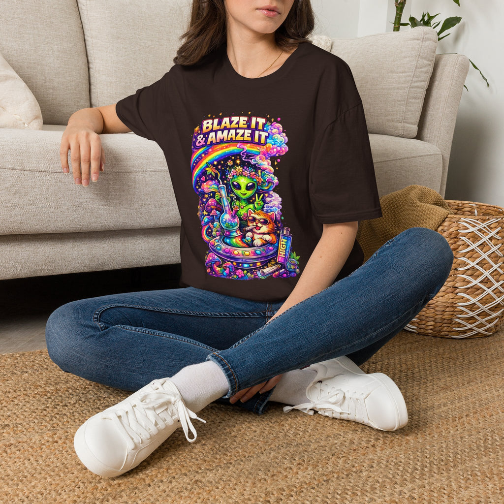 Alien Rainbow Tee - "Blaze It & Amaze It" Psychedelic Graphic T-Shirt