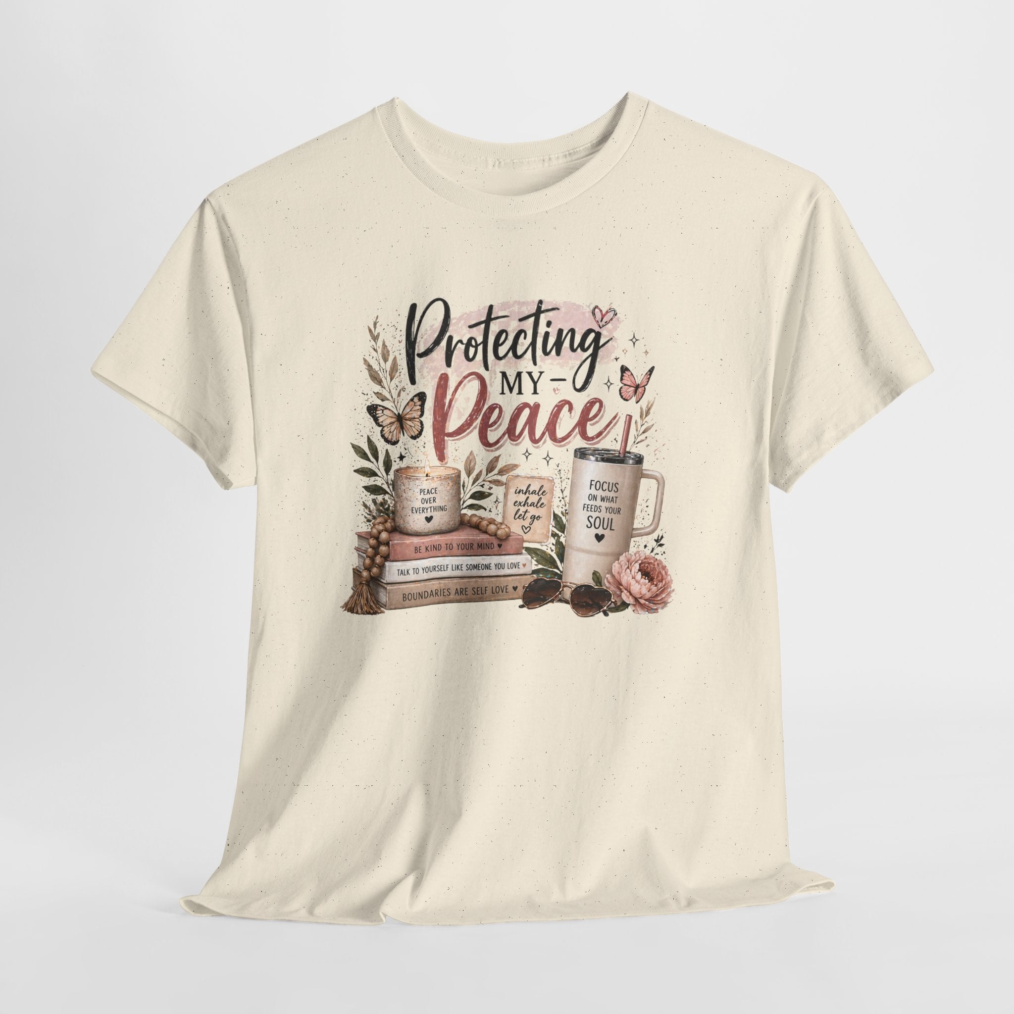 Protecting My Peace T-Shirt — Cozy Floral Coffee & Book Graphic Tee