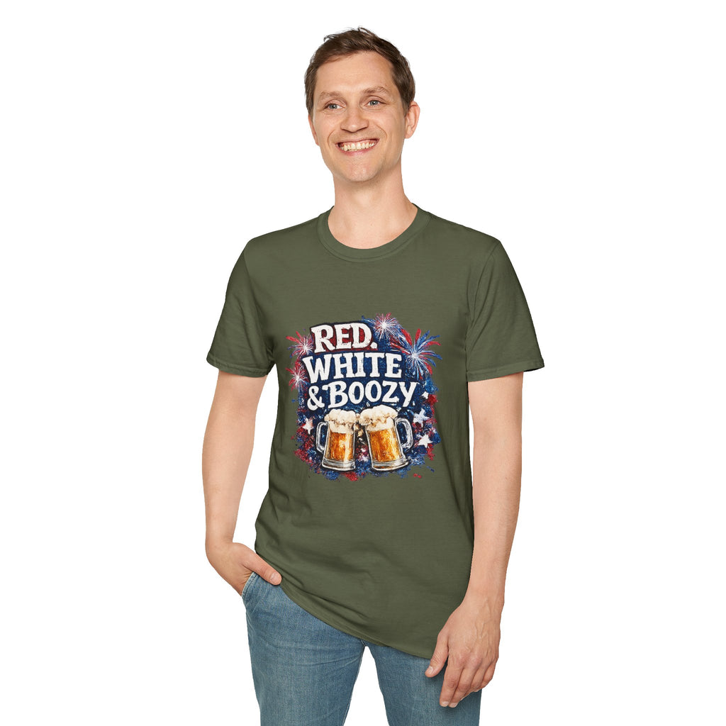 Red, White & Boozy Beer T-Shirt — Patriotic 4th of July Party Tee