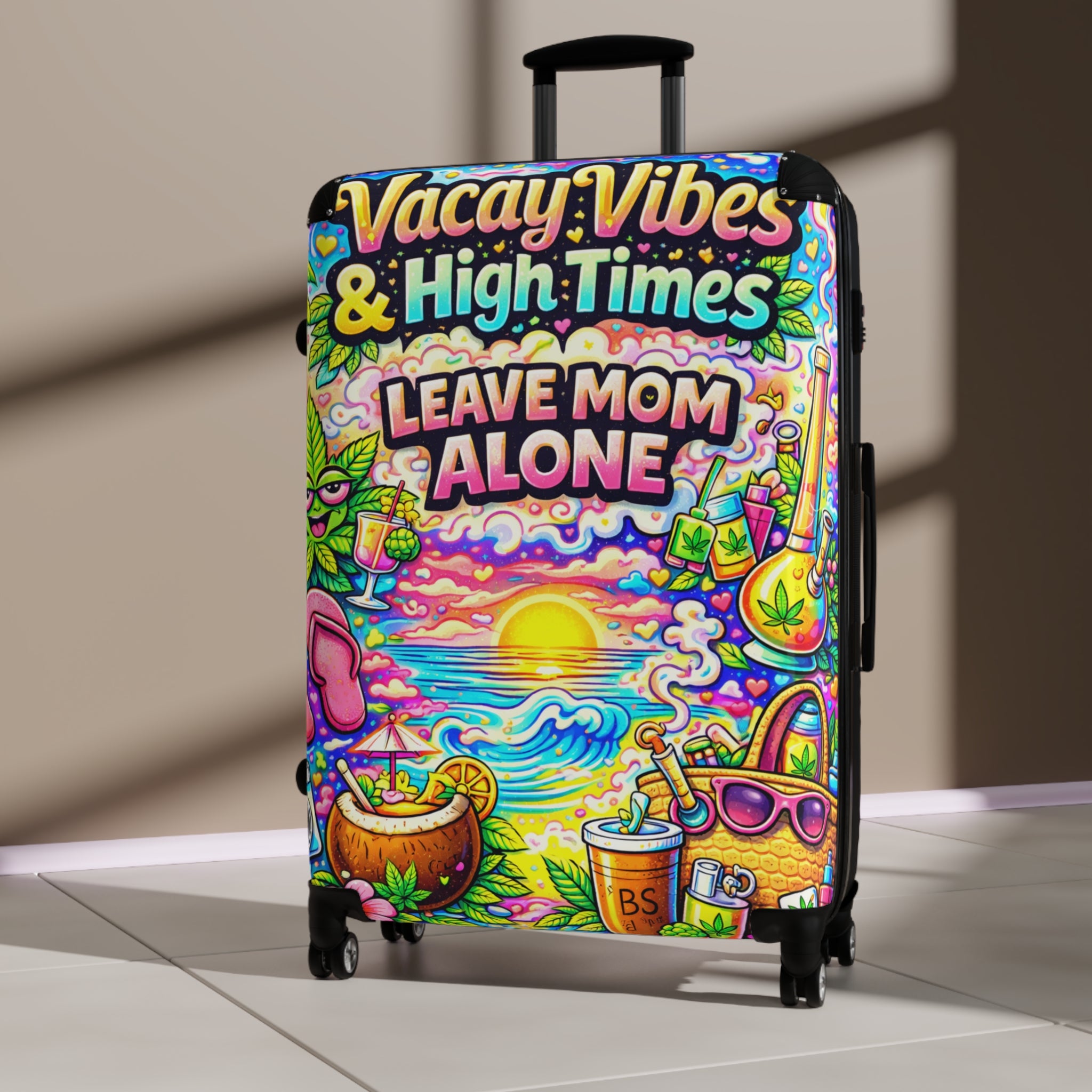 Leave Mom Alone Carry-On Suitcase – Colorful Beach Vibes Travel Luggage