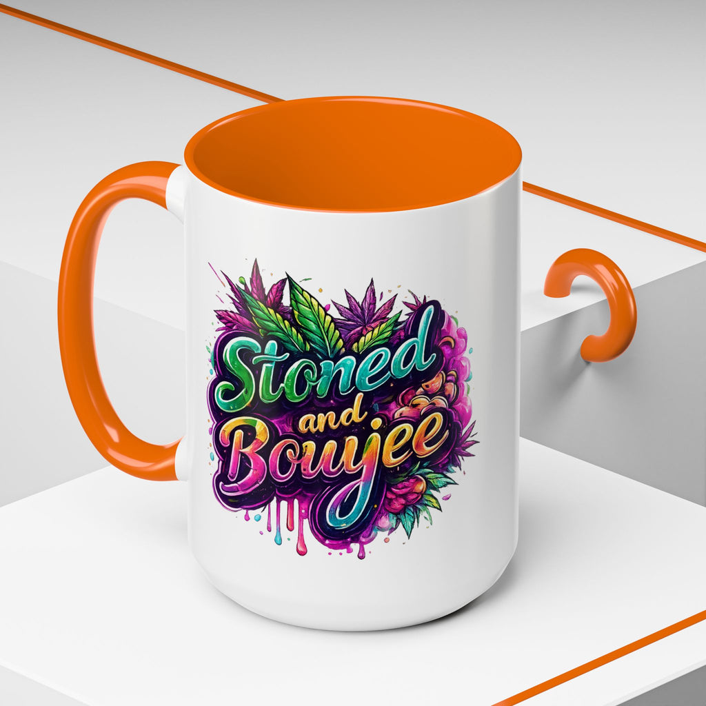 Accent Coffee Mug — "Stoned and Boujee" Colorful Cannabis Art