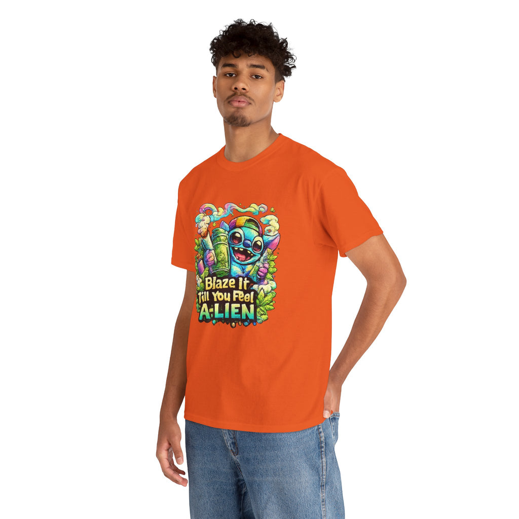 Alien Mushroom Graphic Tee - "Blaze It Till You’re A-LIEN" Psychedelic Cartoon Shirt