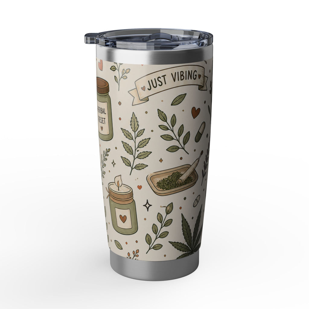 Herbal Reset 20oz Tumbler — Botanical Cannabis Leaf Travel Cup