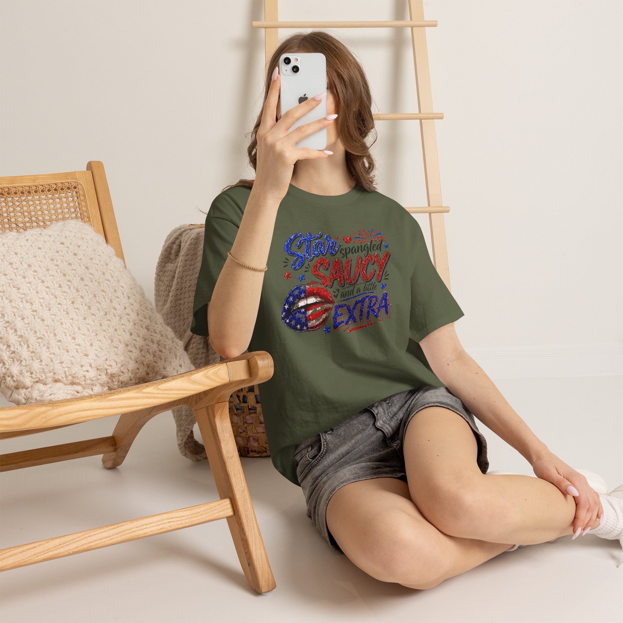 Patriotic “Star-Spangled Saucy & a Little Extra” Tee