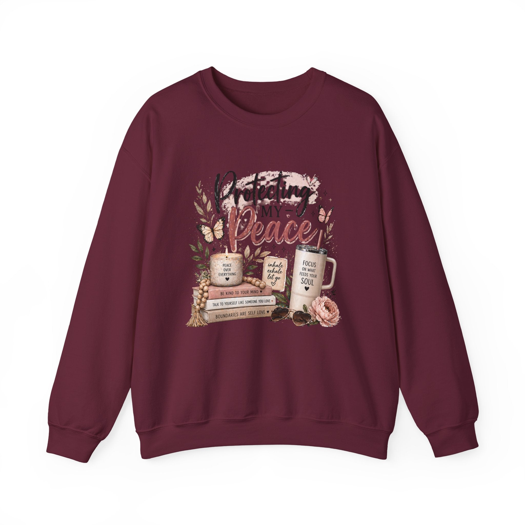 Crewneck Sweatshirt – "Protecting My Peace" Cozy Floral Graphic