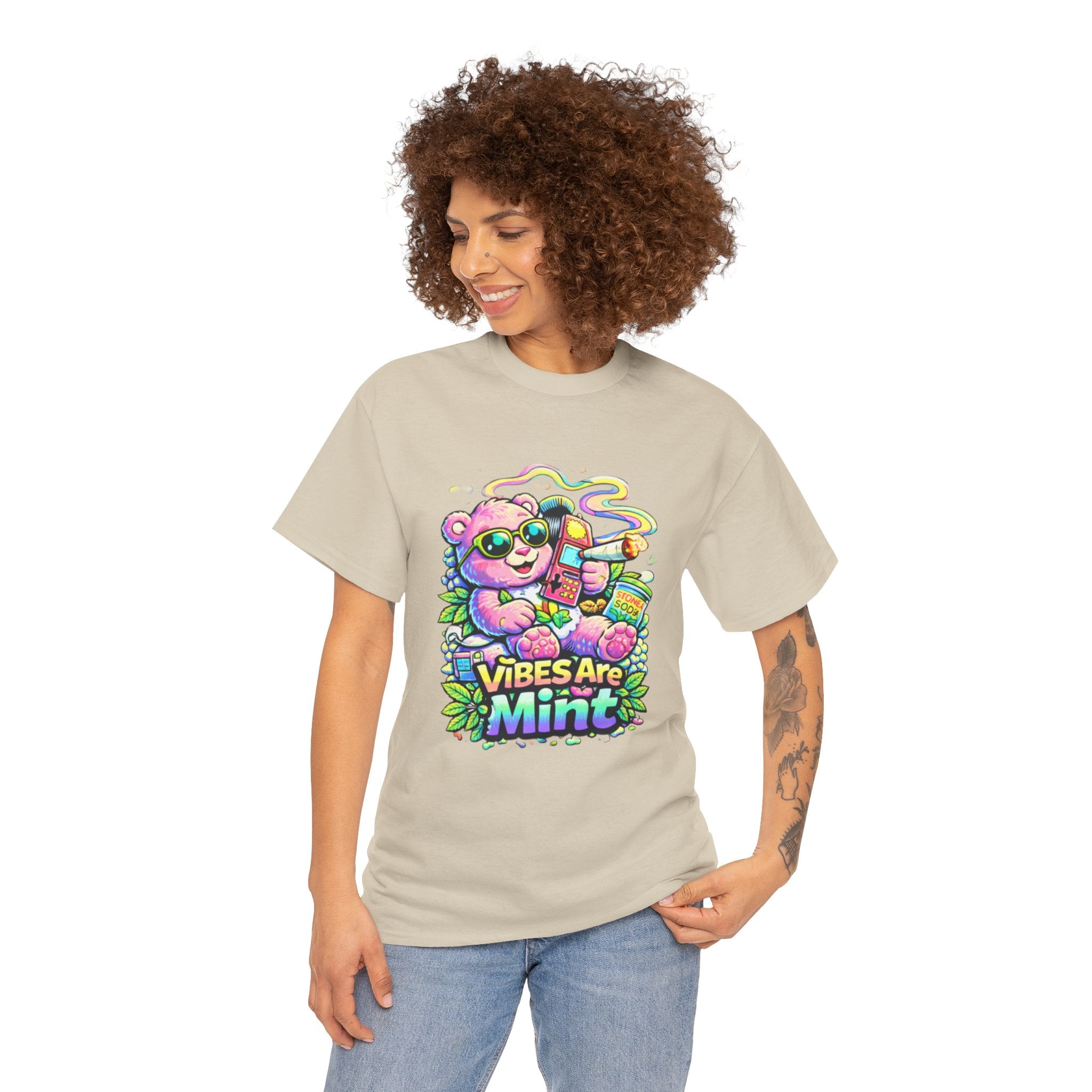Mint Vibes Bear Tee — Cute Retro Cartoon Graphic T-Shirt