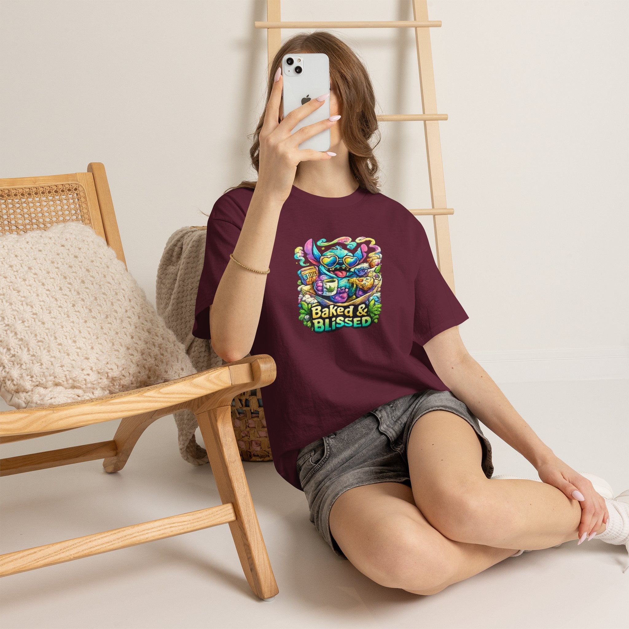 T-Shirt — Colorful 'Baked & Blissed' Cartoon Dessert Graphic Tee
