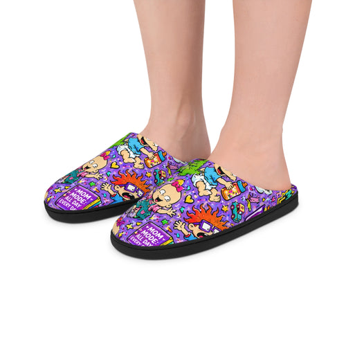 Colorful Cartoon Doodle Indoor Slippers for Women — Vibrant Cozy Home Shoes