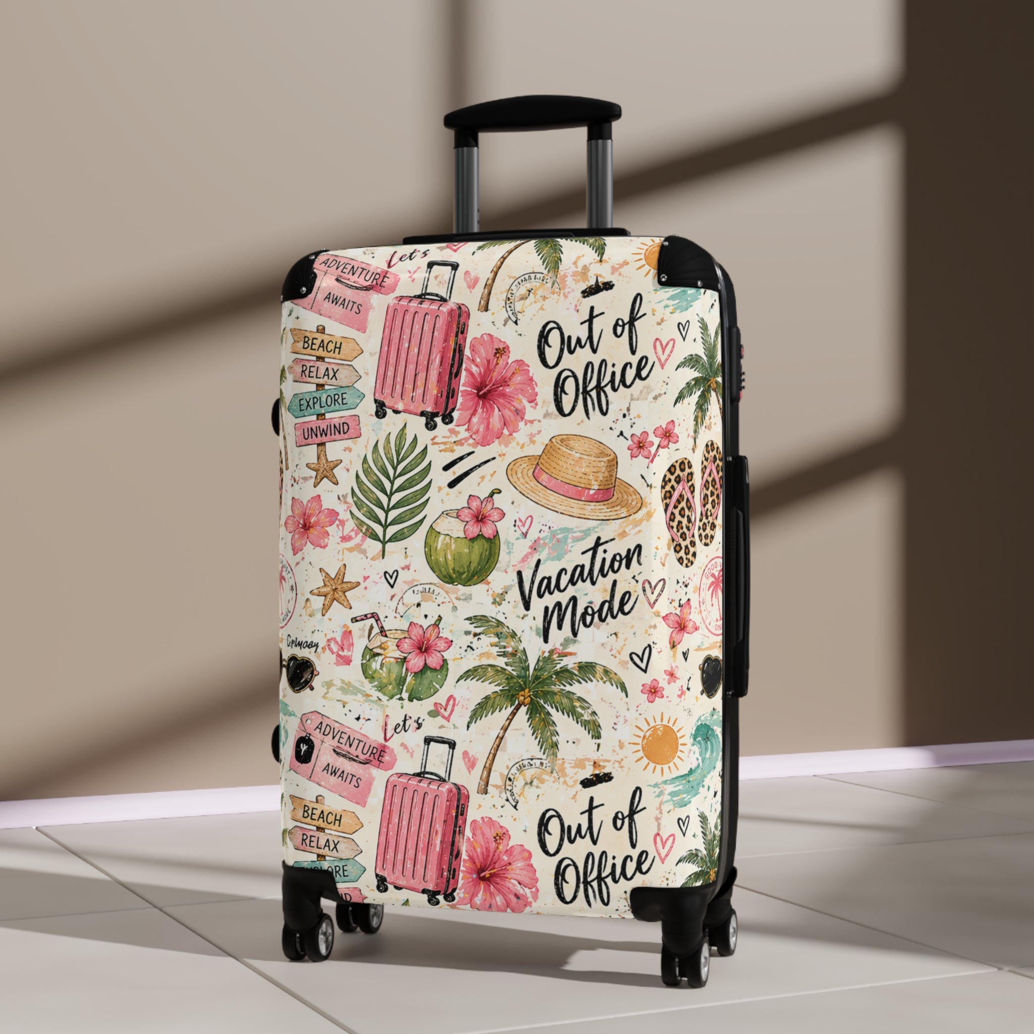 Suitcase - 'Vacation Mode' Tropical Carry-On Luggage Cover
